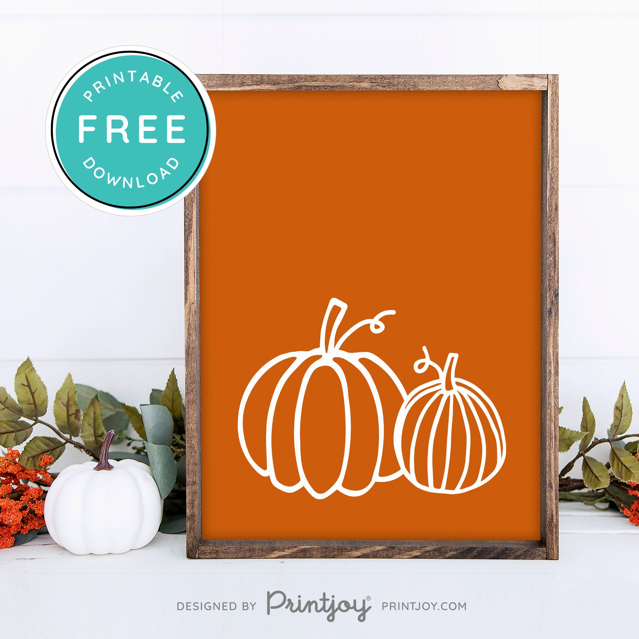 Free Printable Pumpkins Modern Farmhouse Fall Wall Art Decor Download - Printjoy