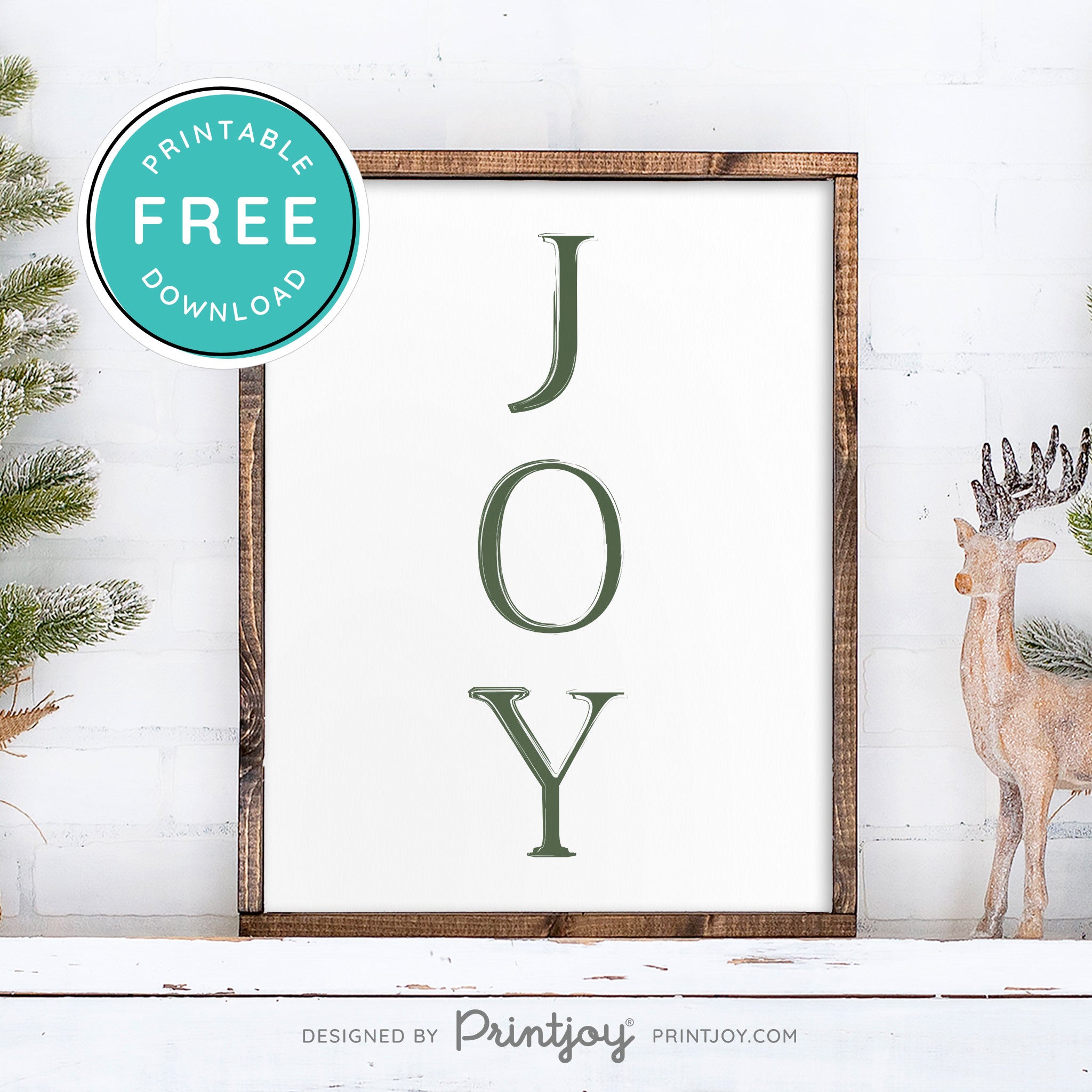 Free Printable Joy Farmhouse Christmas Winter Wall Art Decor Download - Printjoy