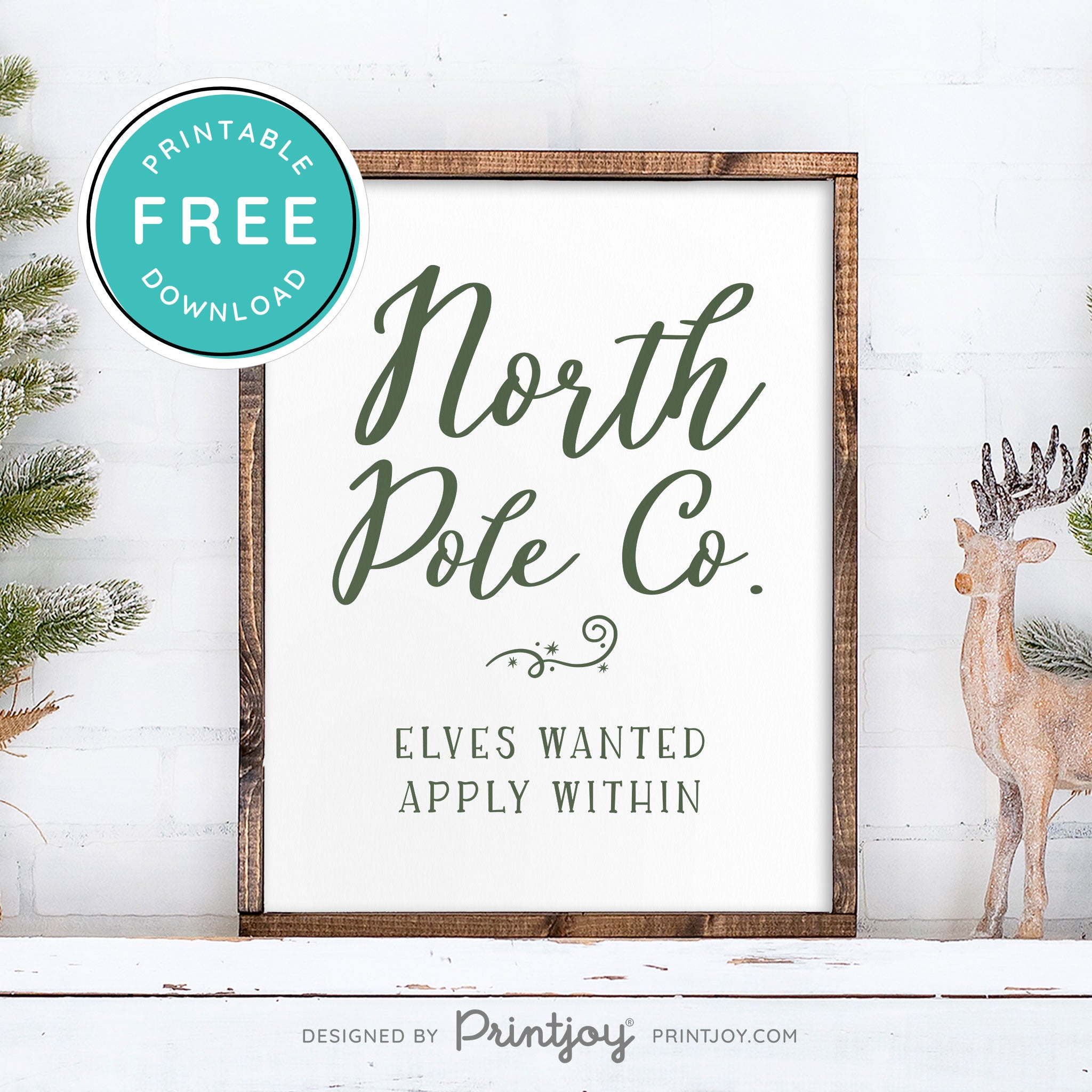 Free Printable North Pole Co Elves Wanted Christmas Wall Art Decor Download - Printjoy