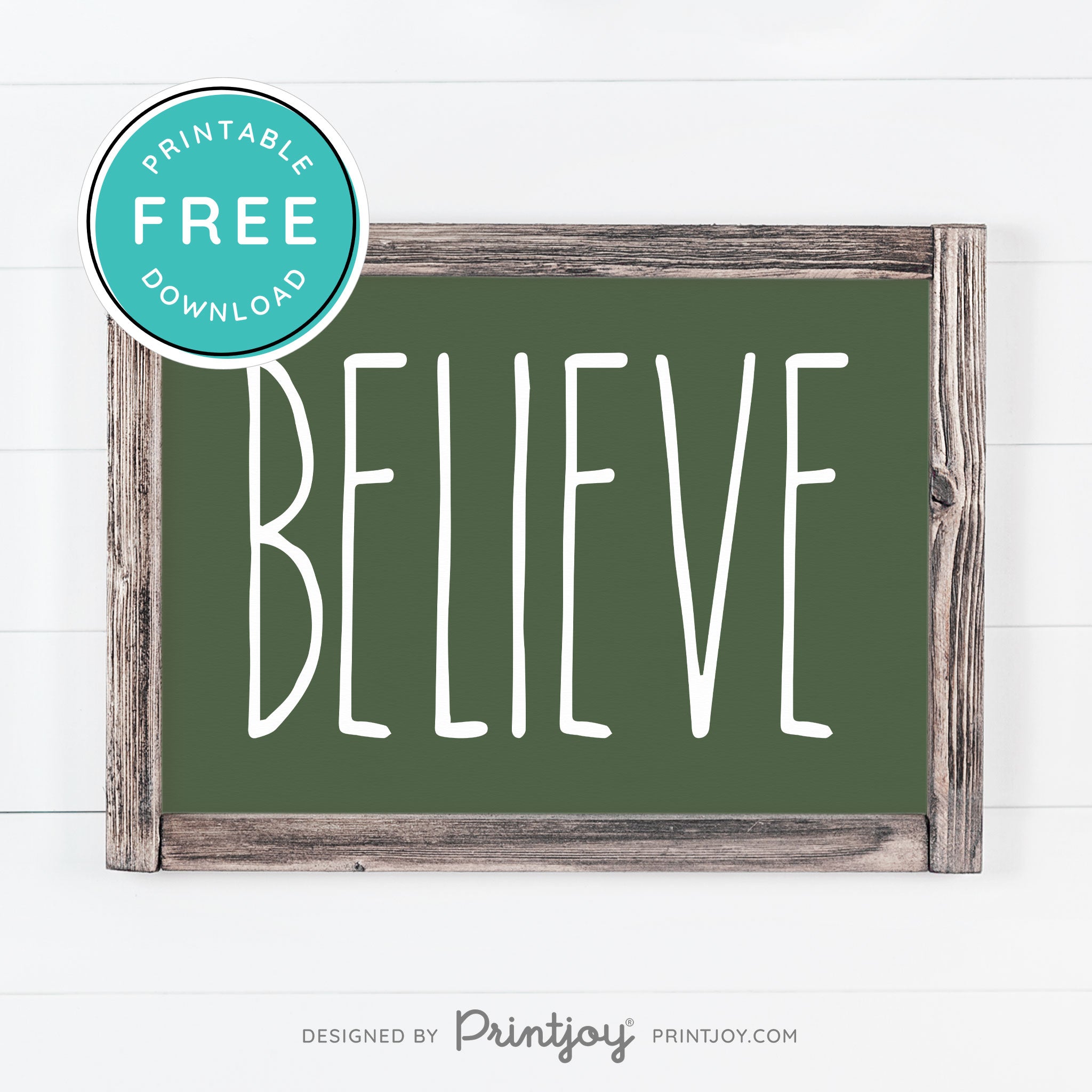 Free Printable Believe Farmhouse Christmas Winter Wall Art Decor Download - Printjoy