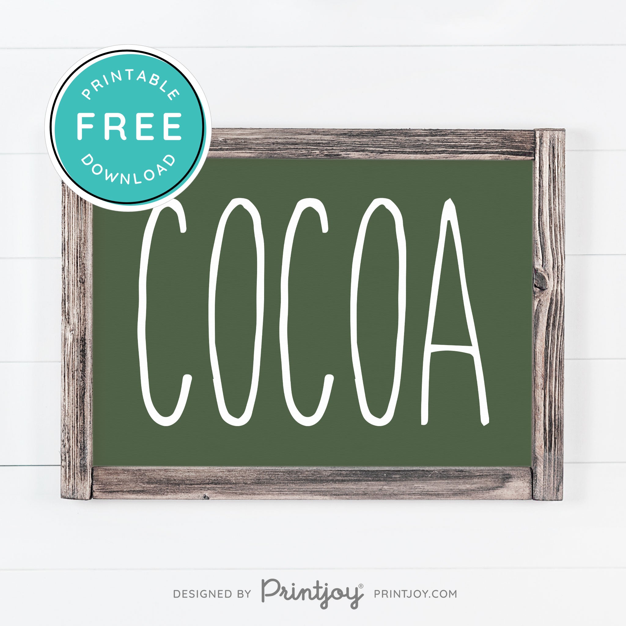 Free Printable Cocoa Farmhouse Christmas Winter Wall Art Decor Download - Printjoy