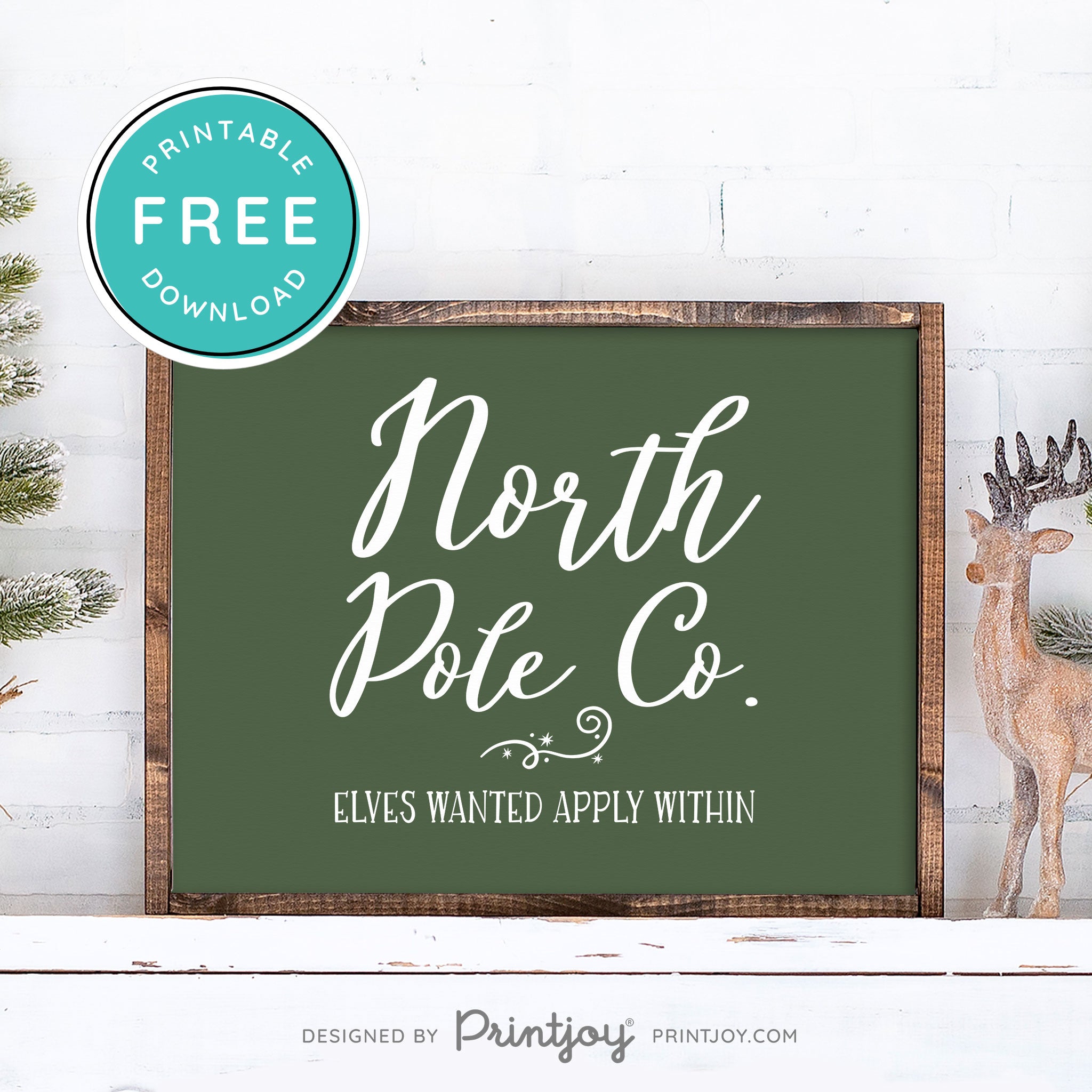 Free Printable North Pole Co Elves Wanted Christmas Wall Art Decor Download - Printjoy