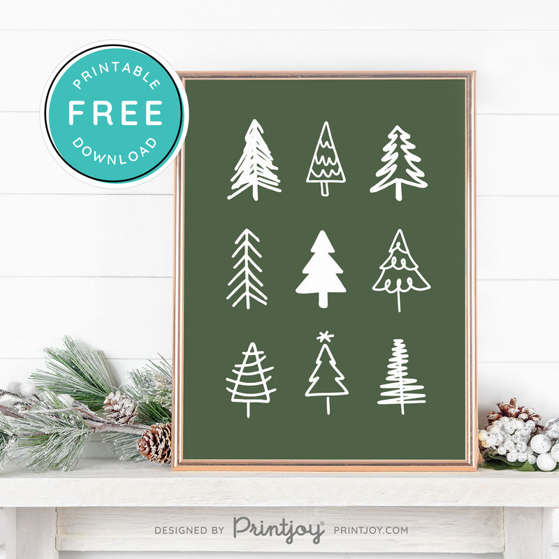 Free Printable Cute Christmas Trees Winter Wall Art Decor Download - Printjoy