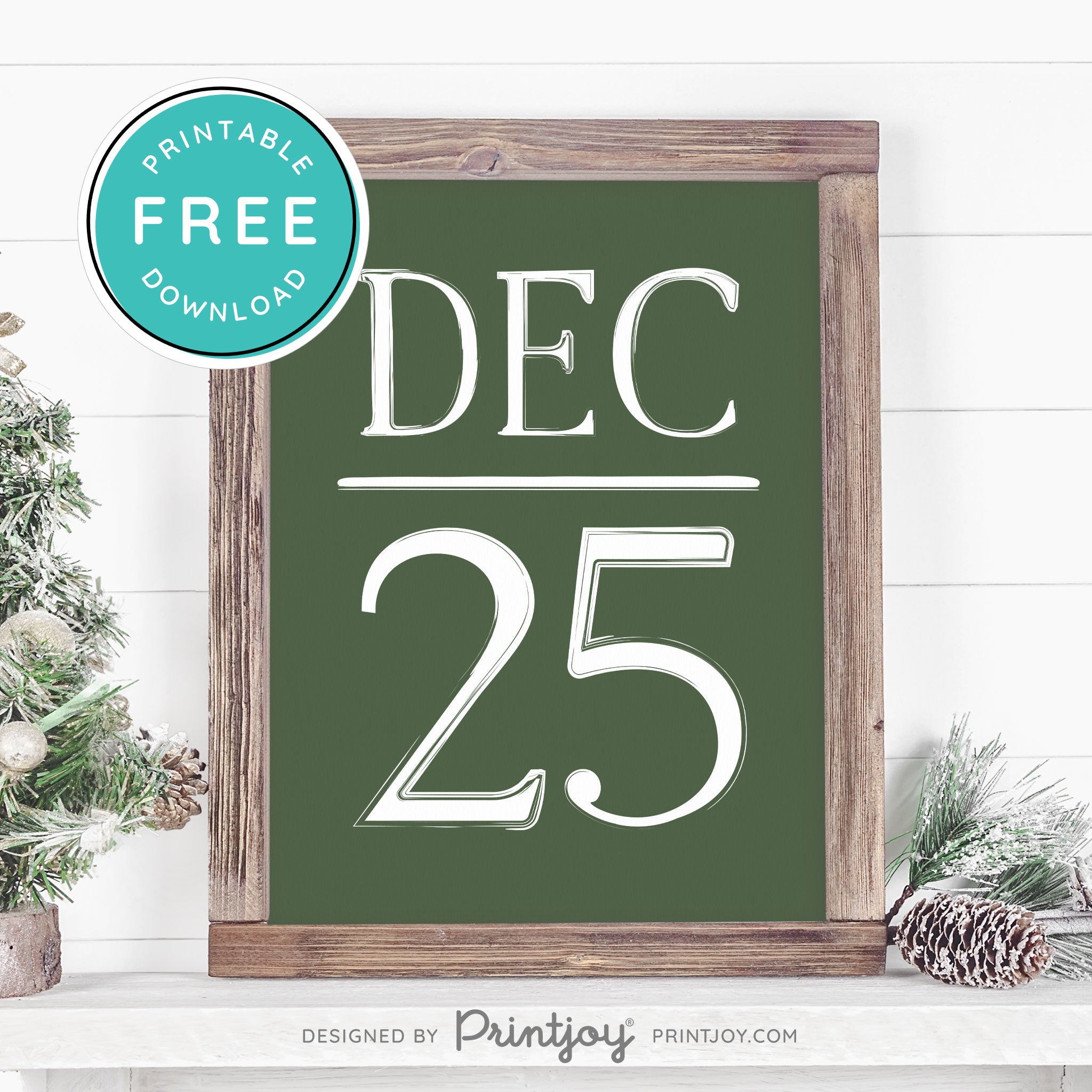 Free Printable December 25 Farmhouse Christmas Winter Wall Art Decor Download - Printjoy