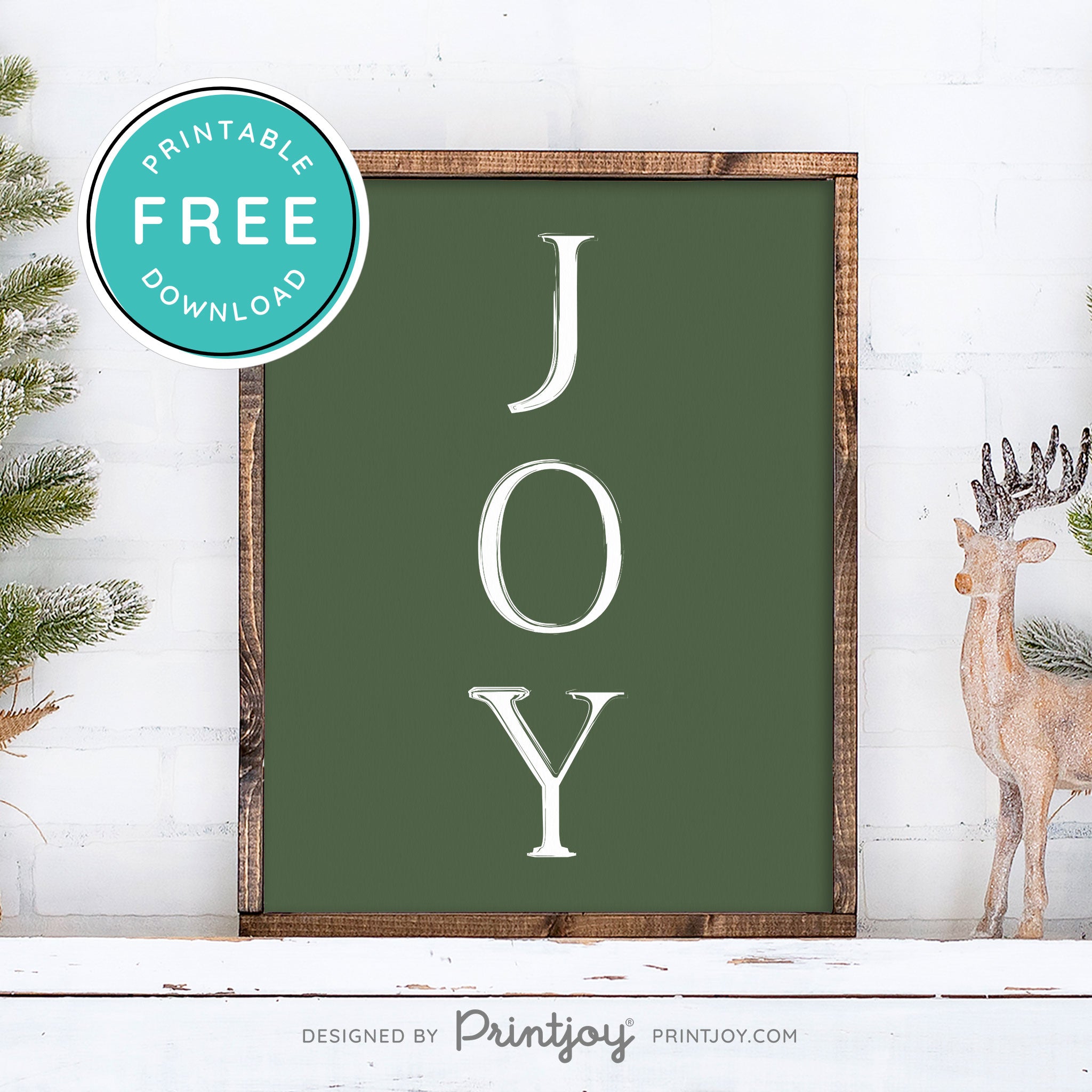 Free Printable Joy Farmhouse Christmas Winter Wall Art Decor Download - Printjoy