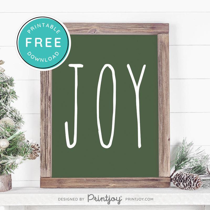 Free Printable Joy Farmhouse Sign Winter Wall Art Decor Download - Printjoy