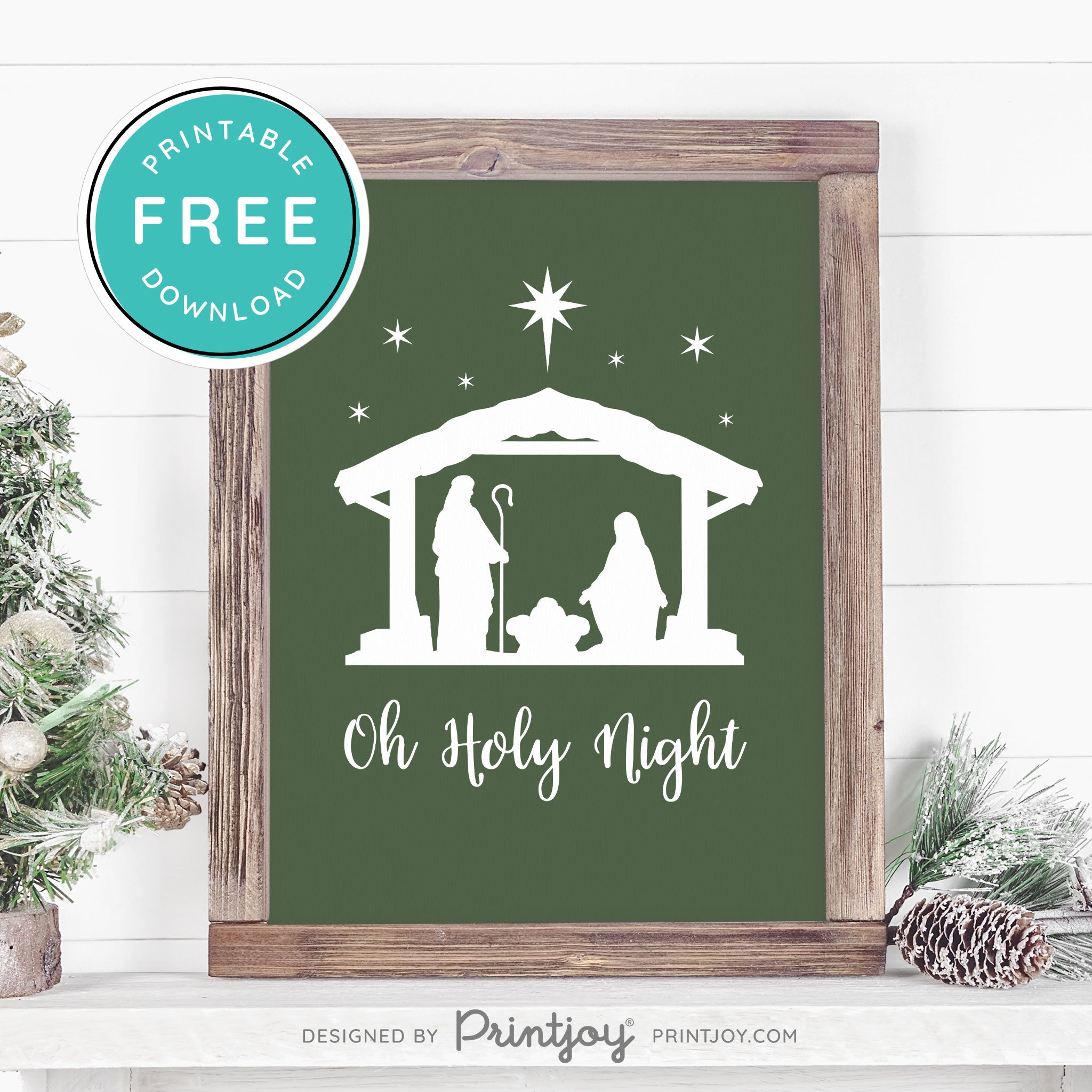 Free Printable Oh Holy Night Nativity Scene Christmas Wall Art Decor Download - Printjoy