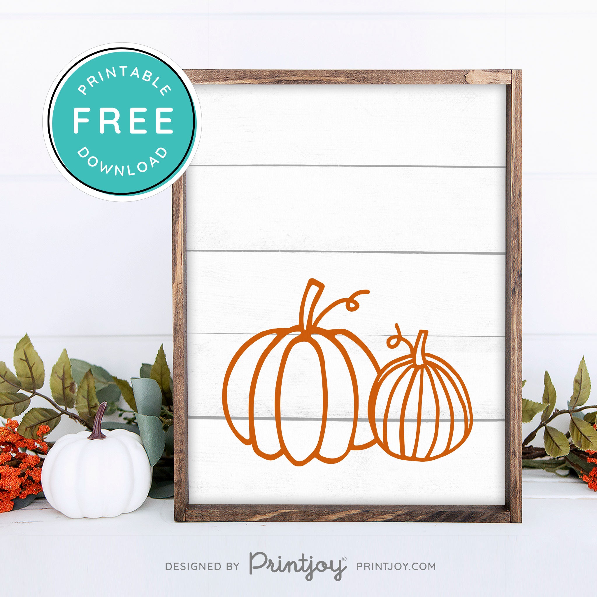 Free Printable Pumpkins Modern Farmhouse Fall Wall Art Decor Download - Printjoy