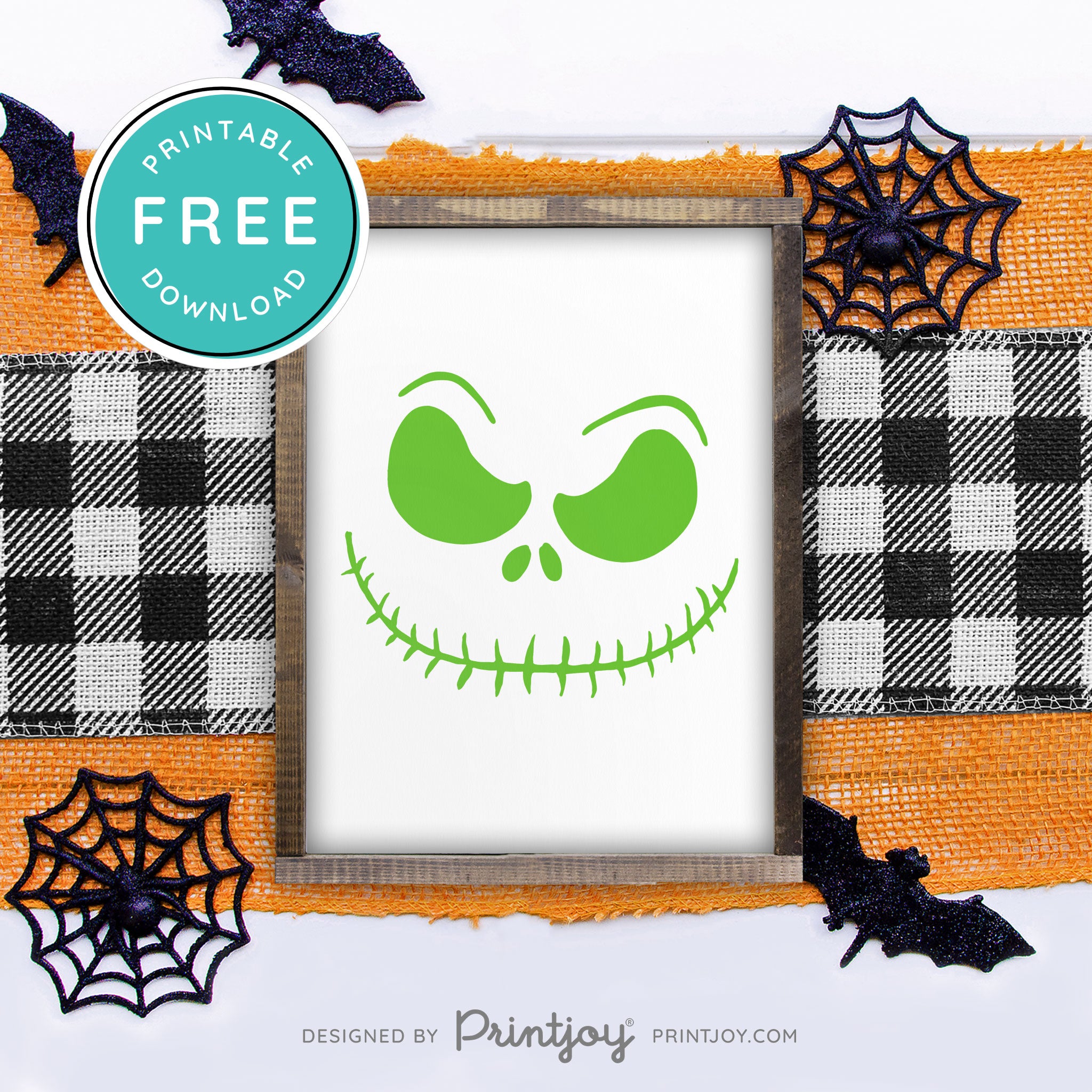 Free Printable Jack Pumpkin King Face Nightmare Halloween Wall Art Decor Download - Printjoy