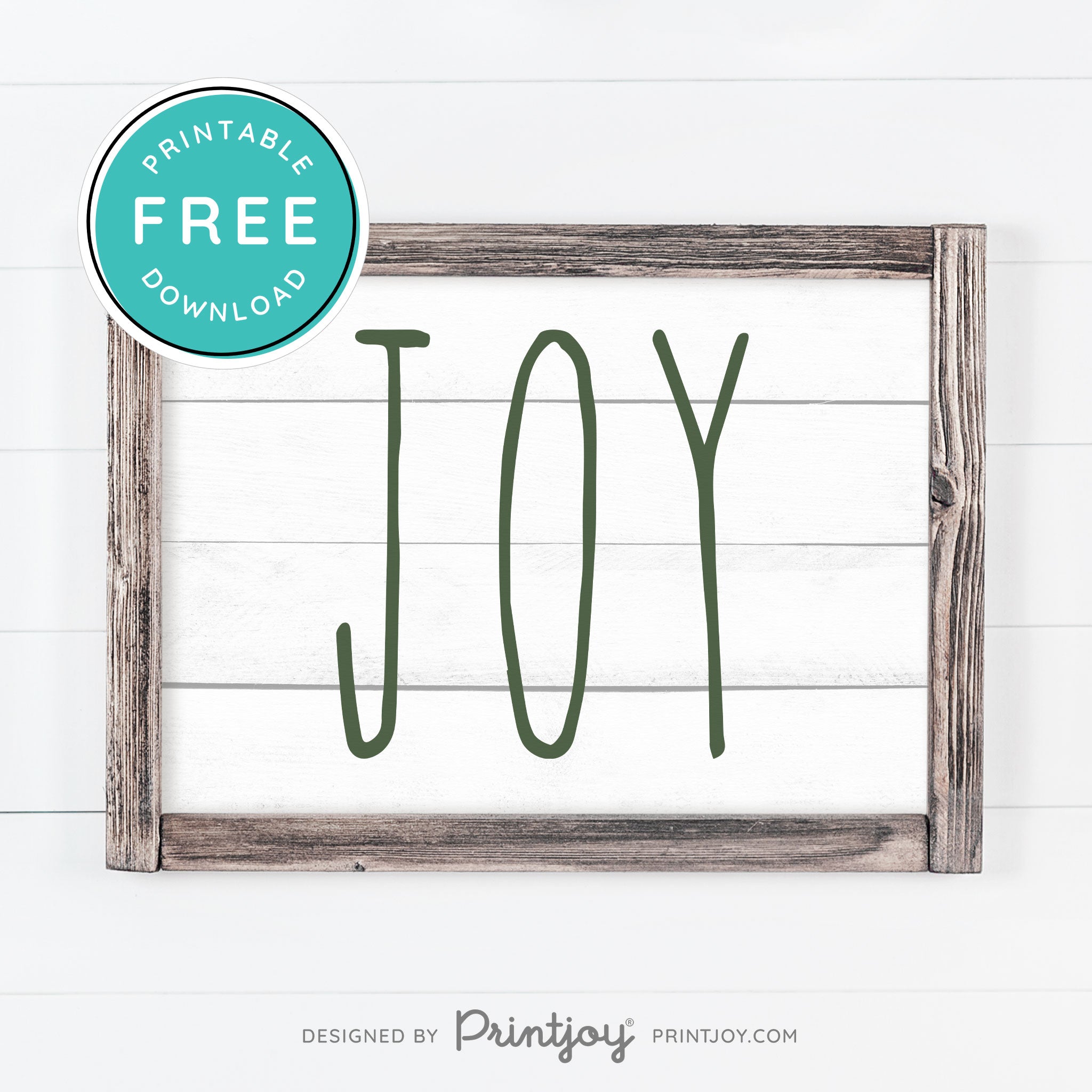 Free Printable Joy Farmhouse Sign Winter Wall Art Decor Download - Printjoy