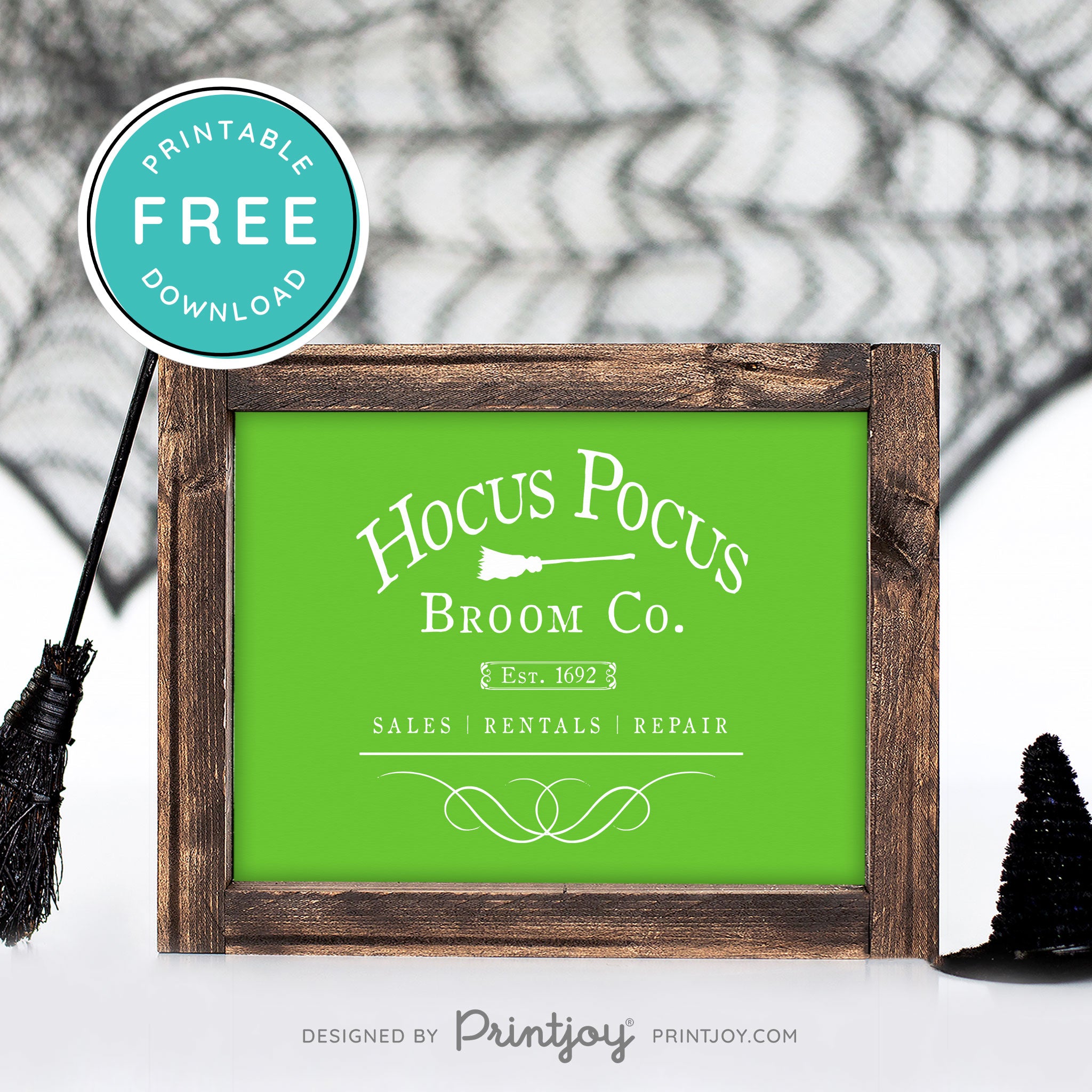 Free Printable Hocus Pocus Broom Co Halloween Wall Art Decor Download - Printjoy