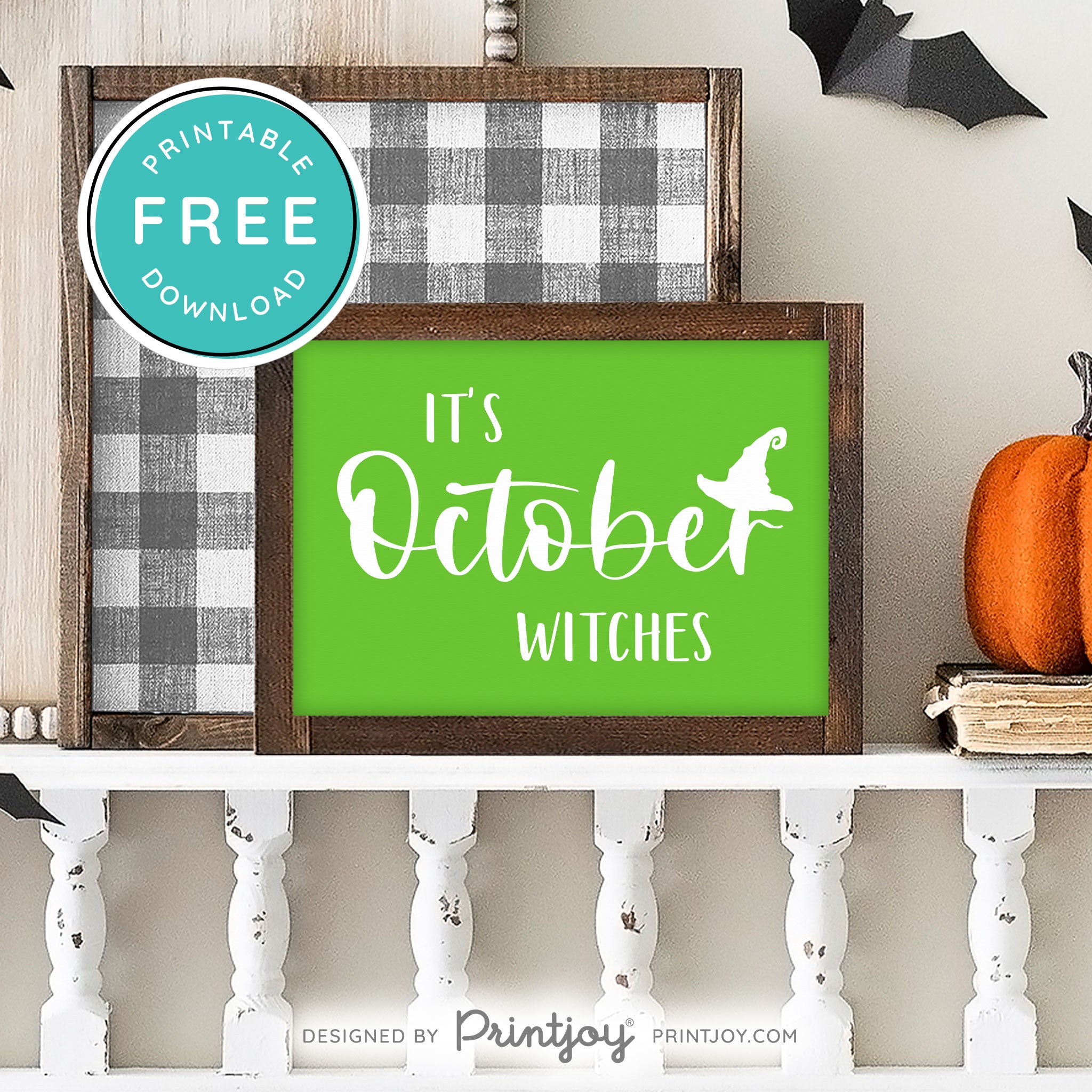 Free Printable It's October Witches Halloween Wall Art Decor Download - Printjoy