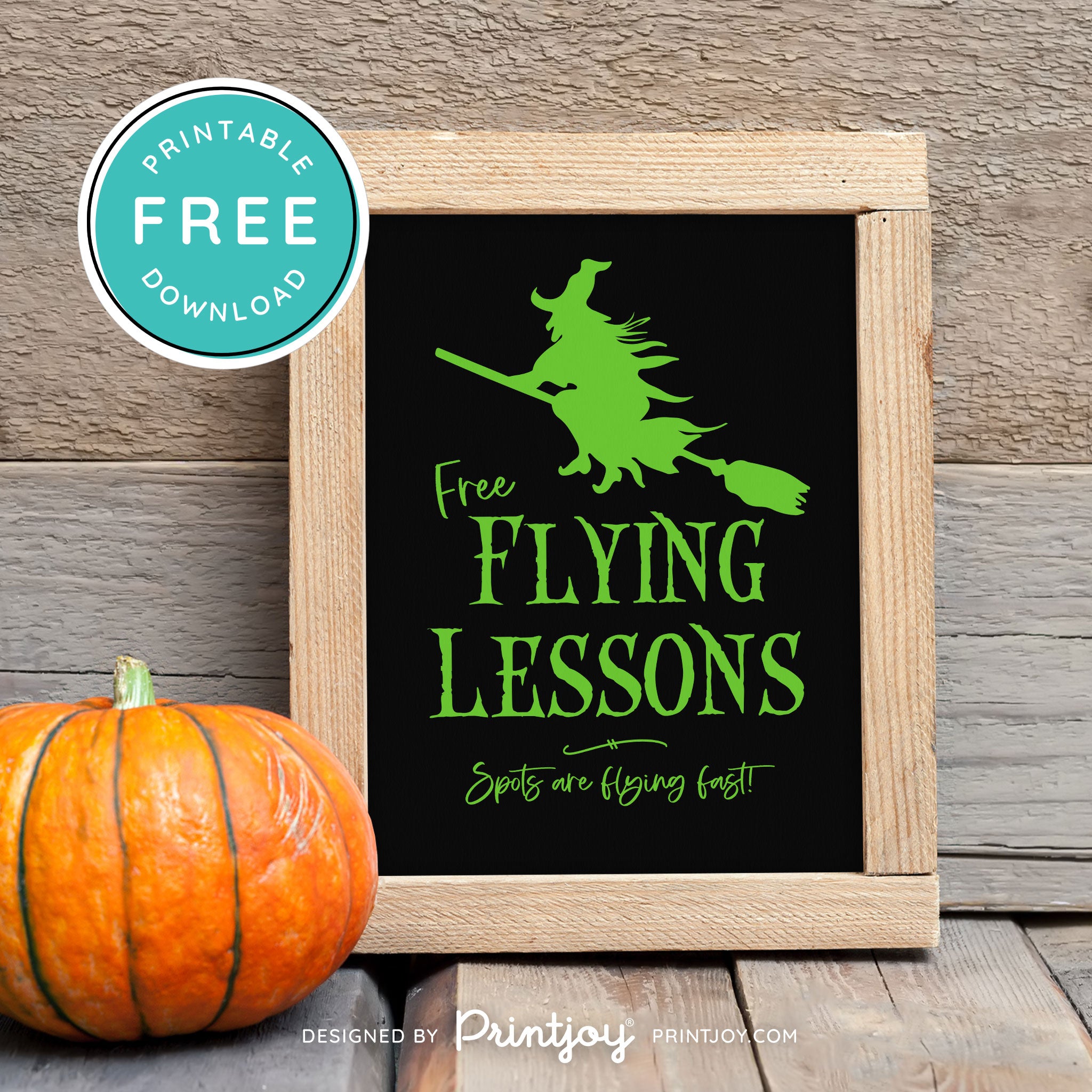 Free Printable Broom Flying Lessons Witch Halloween Wall Art Decor Download - Printjoy