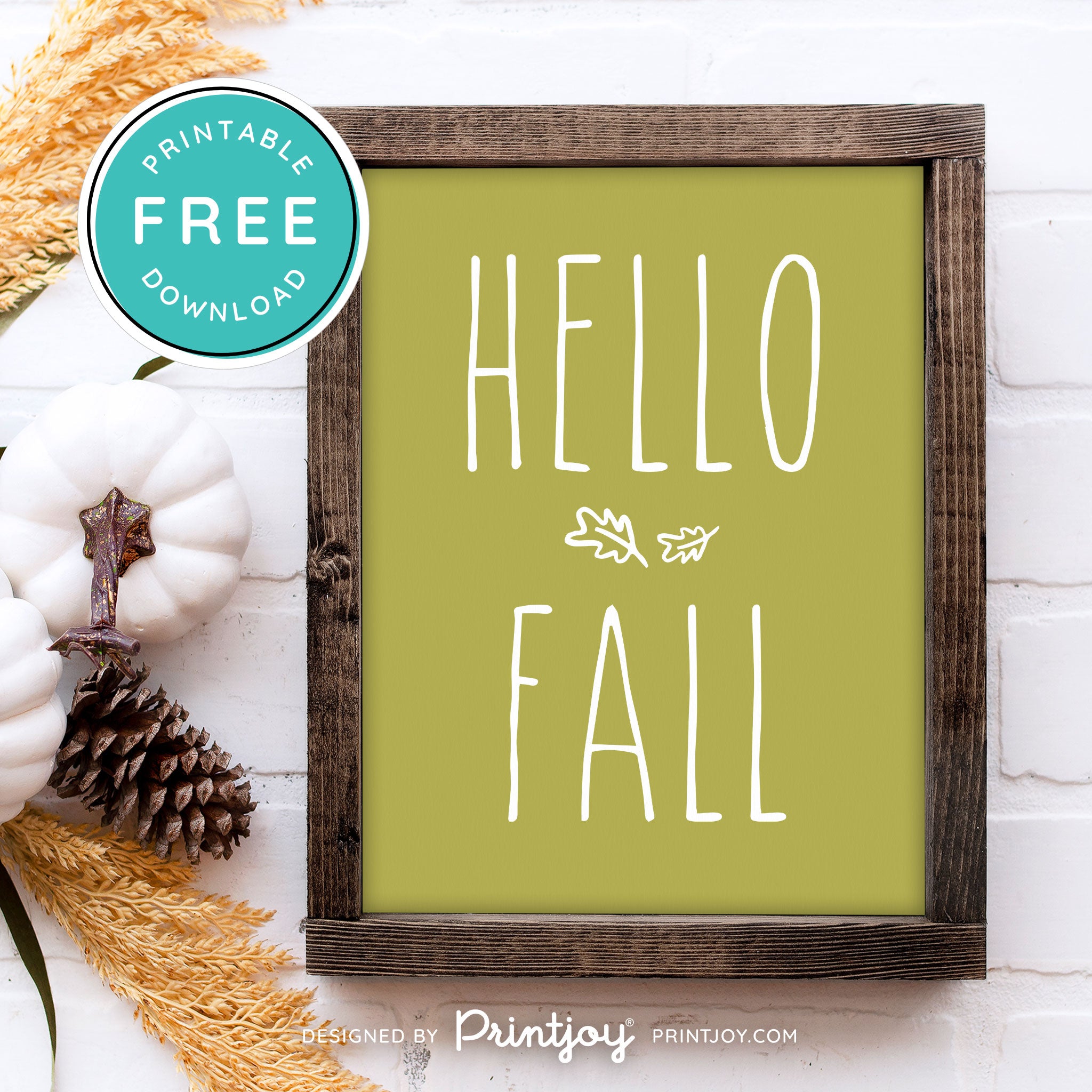 Free Printable Hello Fall Modern Farmhouse Autumn Wall Art Decor Download - Printjoy