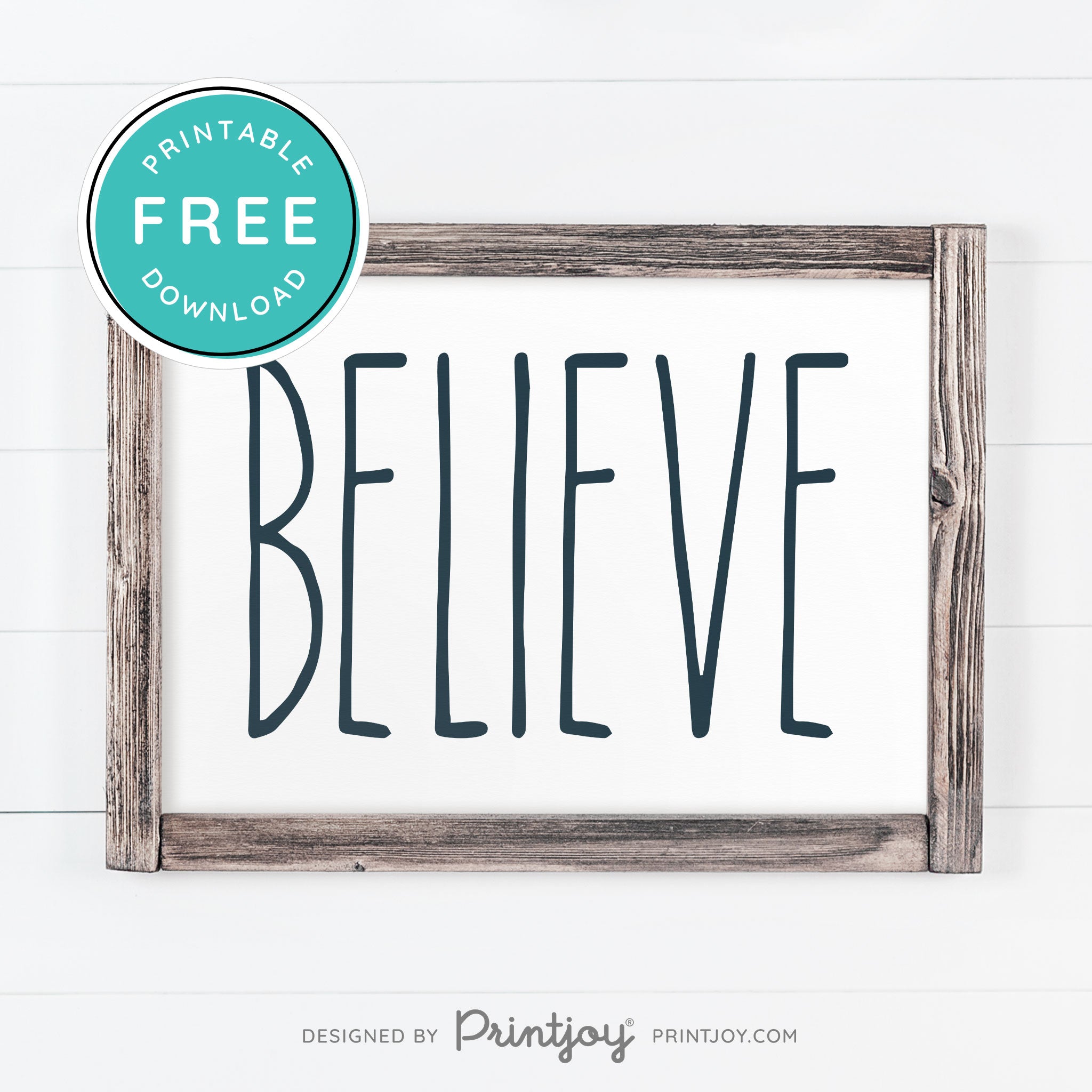 Free Printable Believe Farmhouse Christmas Winter Wall Art Decor Download - Printjoy