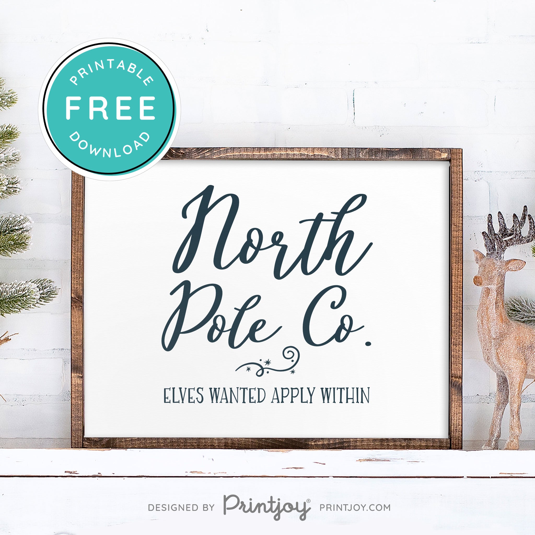 Free Printable North Pole Co Elves Wanted Christmas Wall Art Decor Download - Printjoy