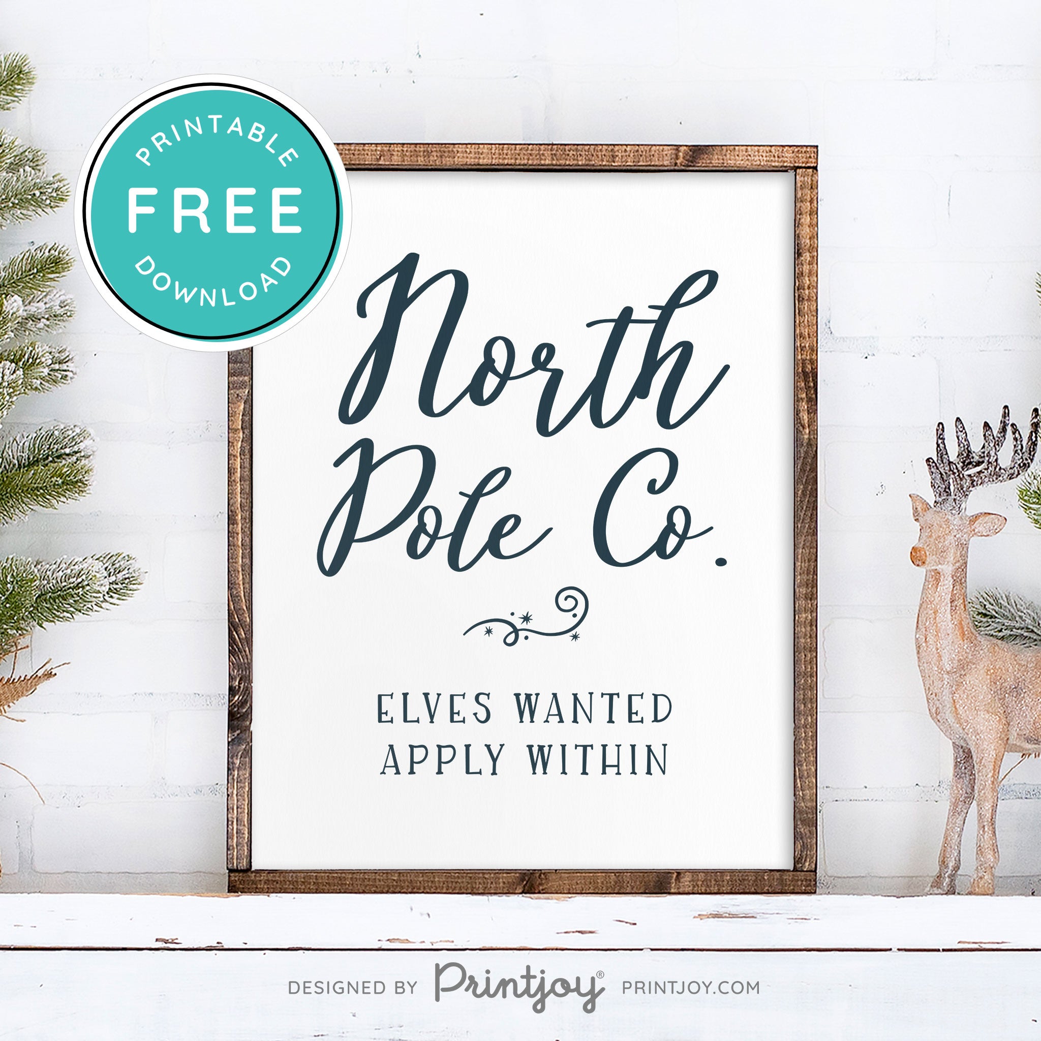 Free Printable North Pole Co Elves Wanted Christmas Wall Art Decor Download - Printjoy