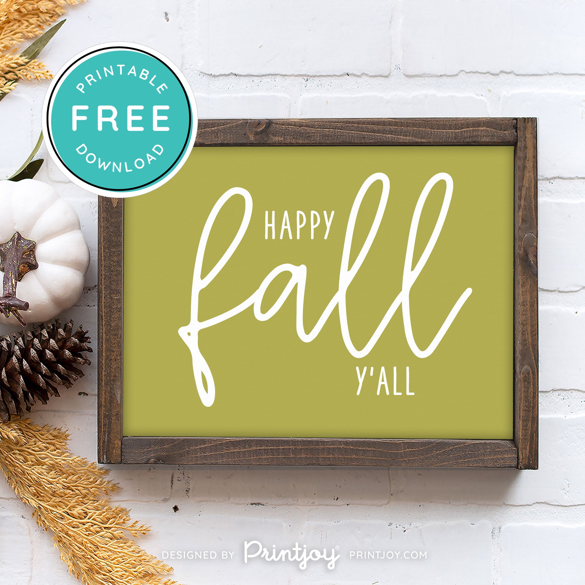 Free Printable Happy Fall Y'all Farmhouse Autumn Wall Art Decor Download - Printjoy