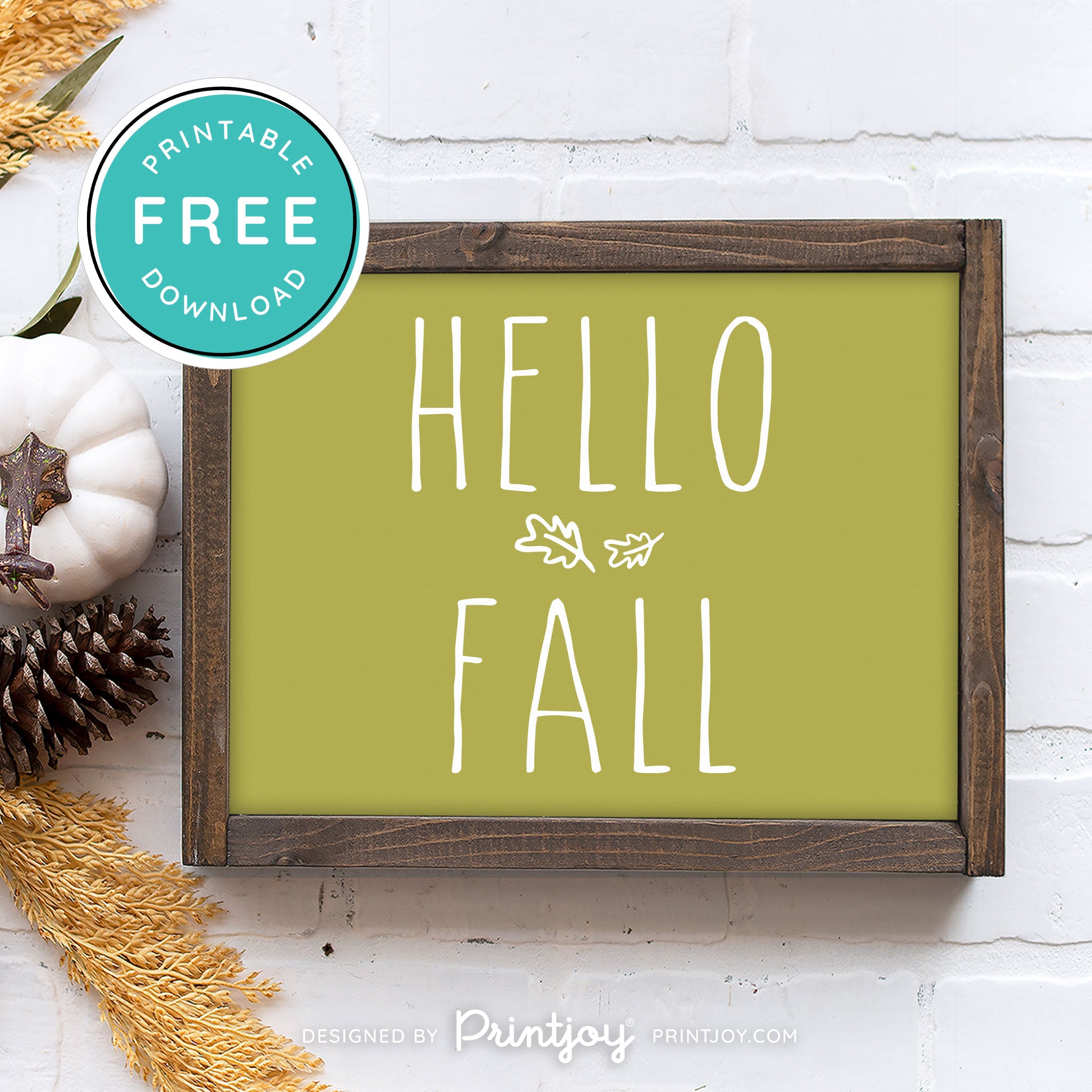 Free Printable Hello Fall Modern Farmhouse Autumn Wall Art Decor Download - Printjoy