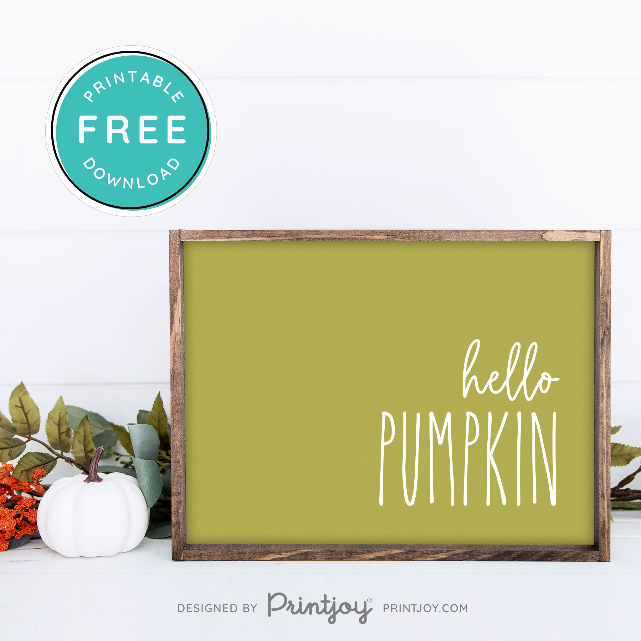 Free Printable Hello Pumpkin Modern Farmhouse Fall Wall Art Decor Download - Printjoy