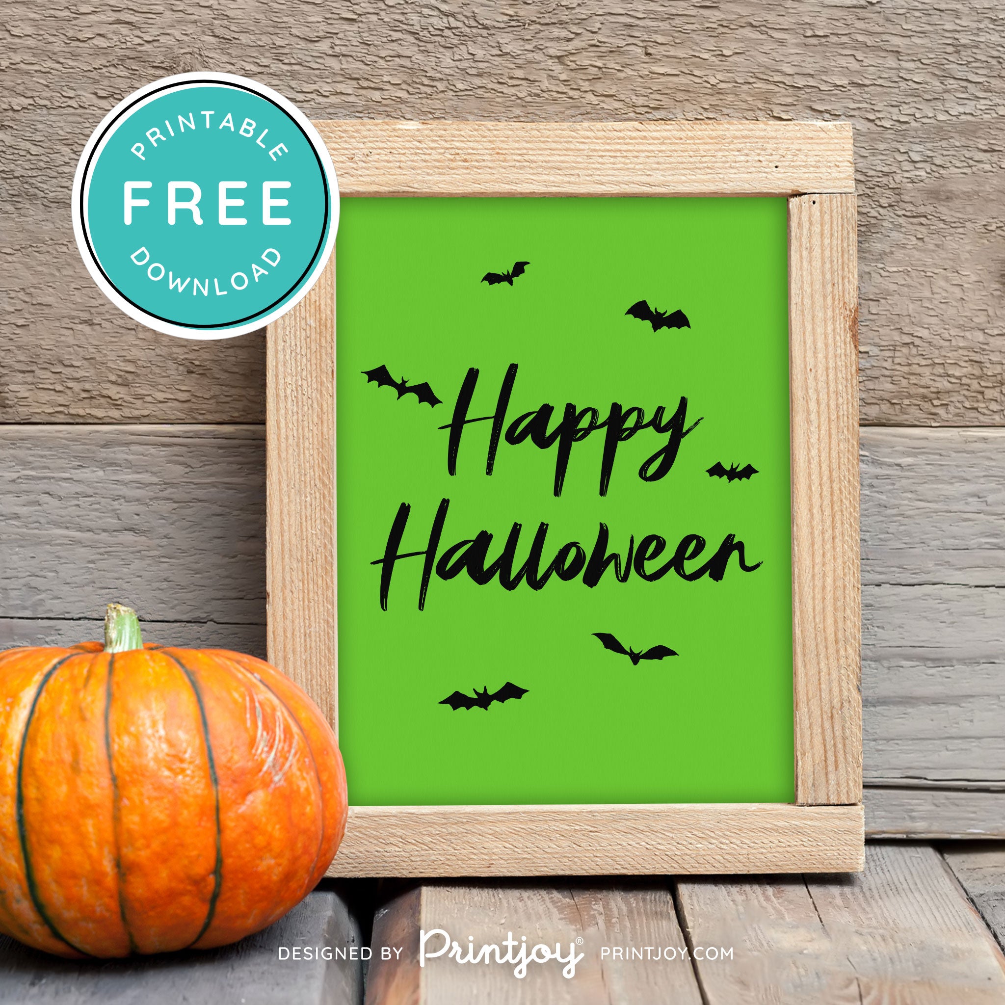 Free Printable Happy Halloween Bats Wall Art Decor Download - Printjoy