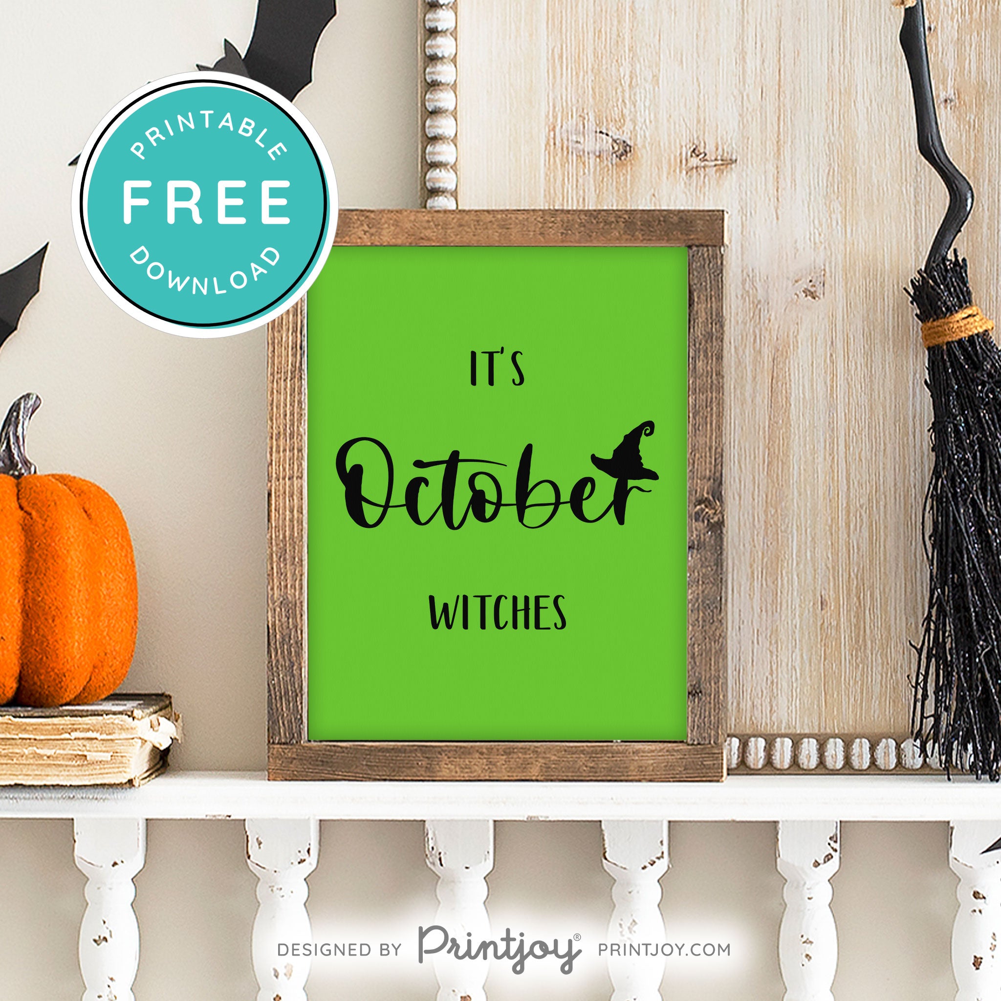 Free Printable It's October Witches Halloween Wall Art Decor Download - Printjoy