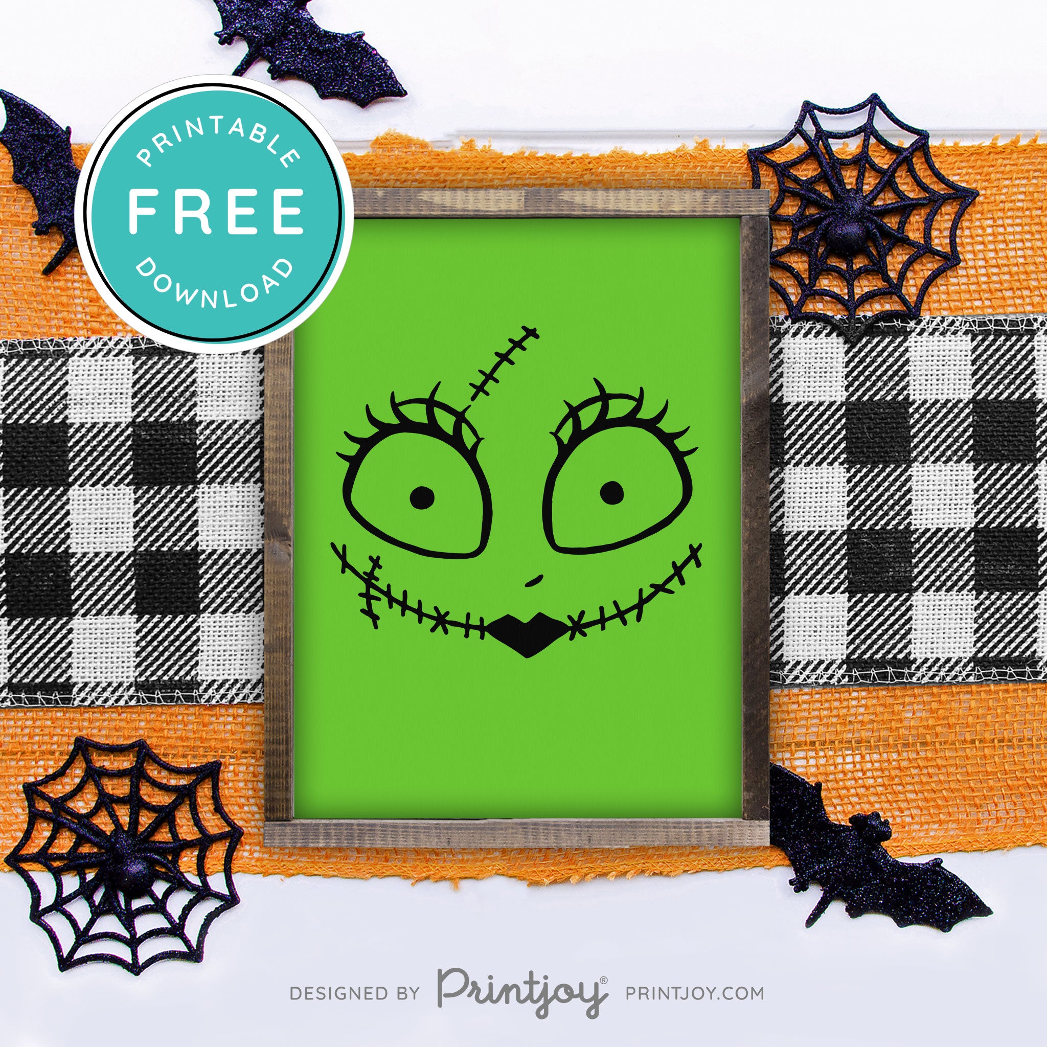 Free Printable Sally Rag Doll Face Nightmare Halloween Wall Art Decor Download - Printjoy