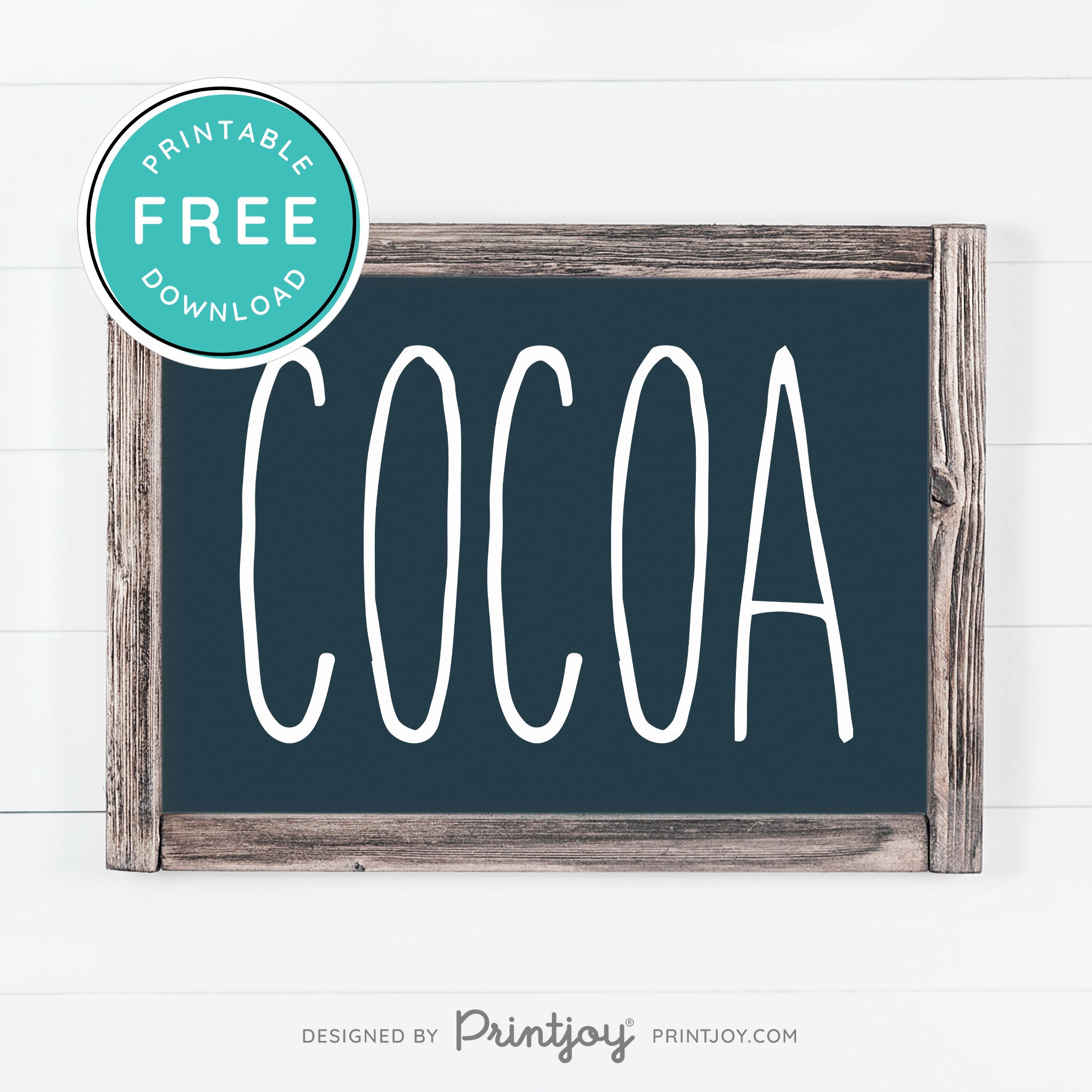 Free Printable Cocoa Farmhouse Christmas Winter Wall Art Decor Download - Printjoy