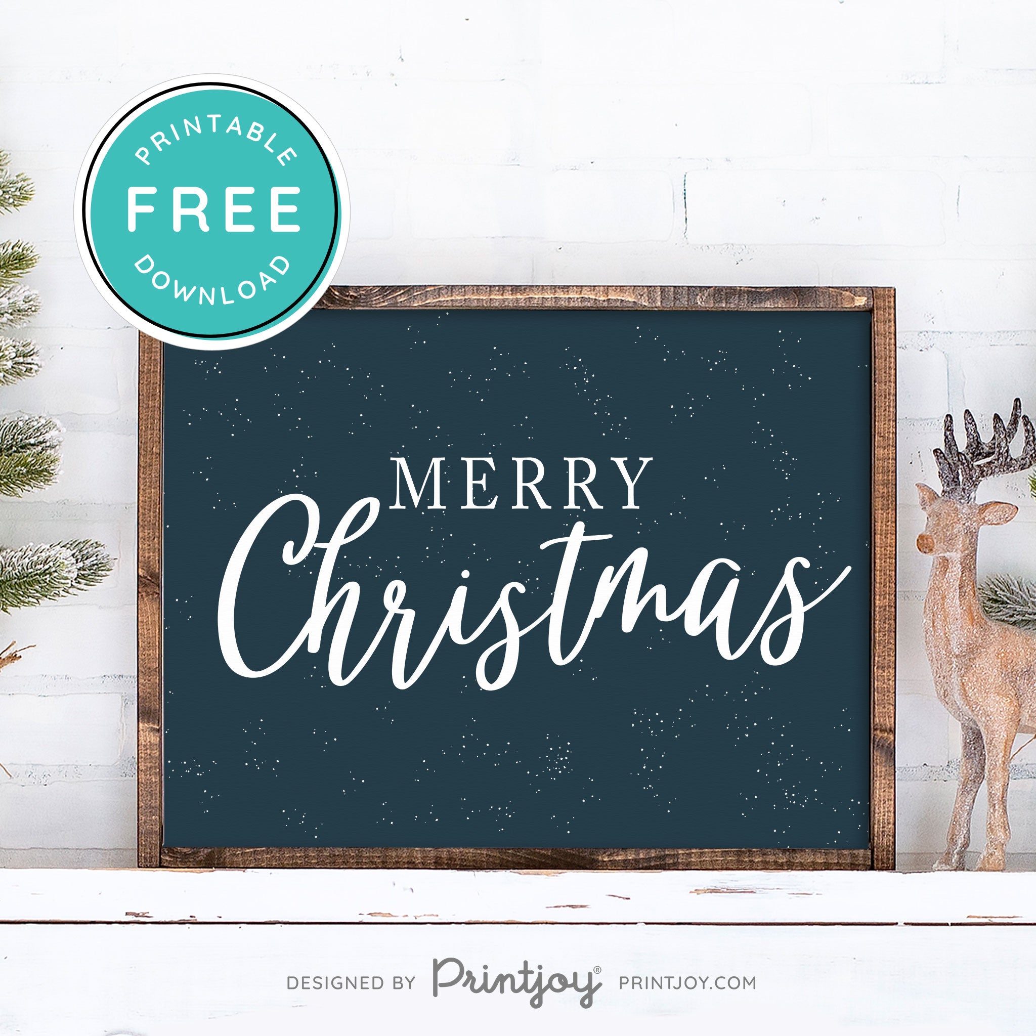 Free Printable Merry Christmas Snow Winter Wall Art Decor Download - Printjoy