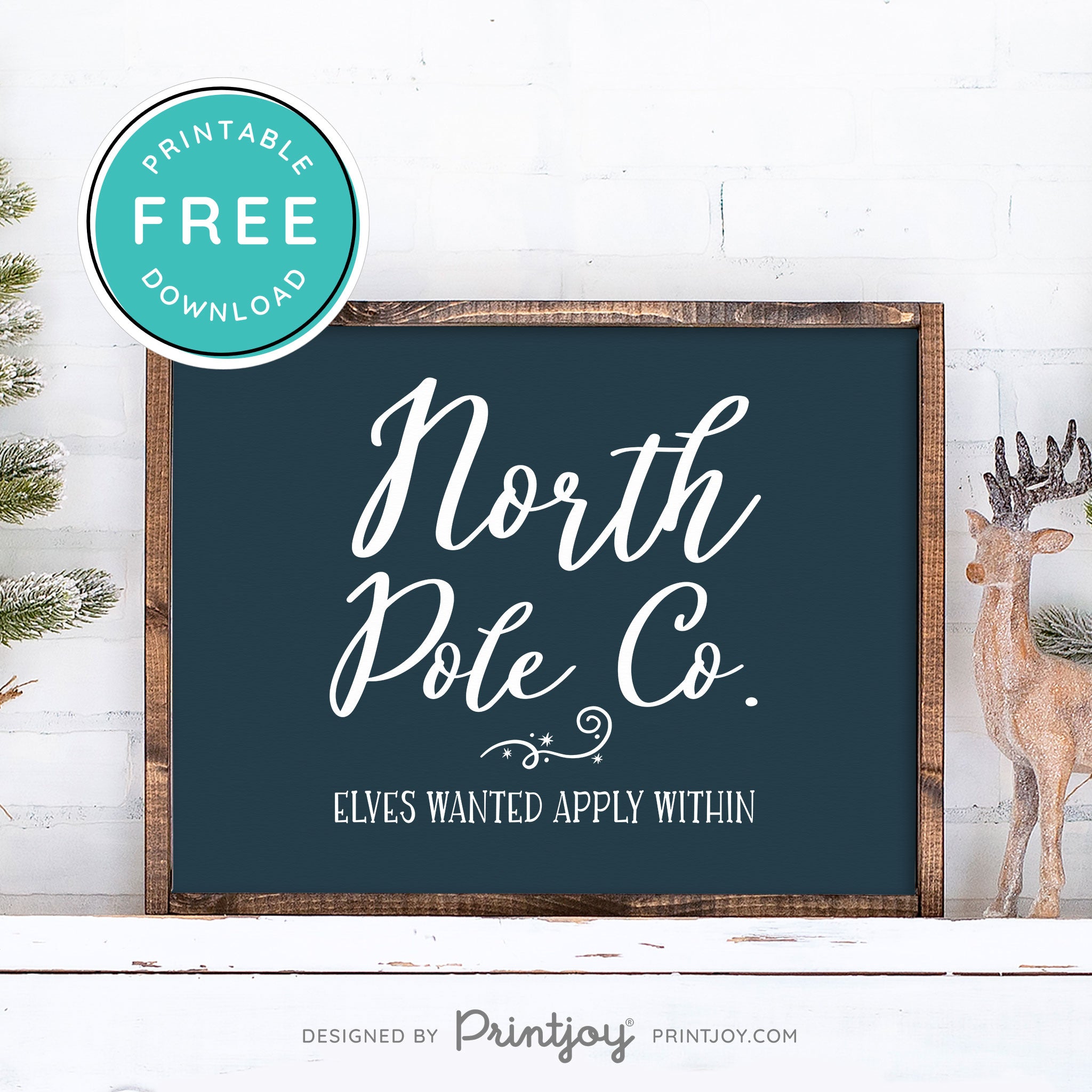 Free Printable North Pole Co Elves Wanted Christmas Wall Art Decor Download - Printjoy