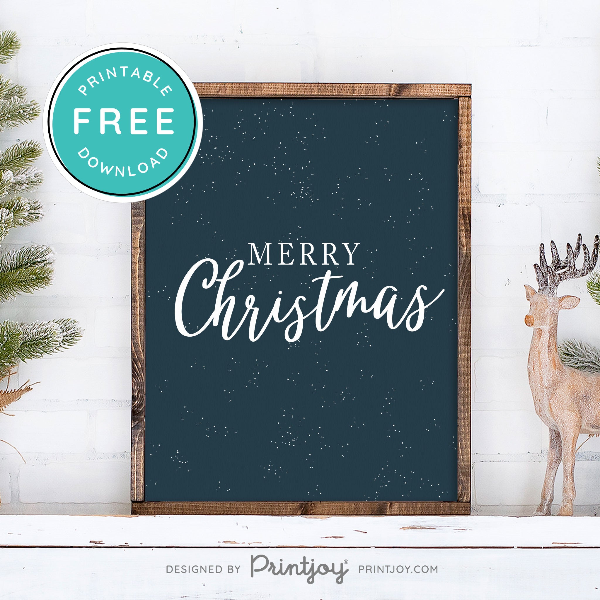 Free Printable Merry Christmas Snow Winter Wall Art Decor Download - Printjoy