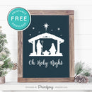 Free Printable Oh Holy Night Nativity Scene Christmas Wall Art Decor Download - Printjoy