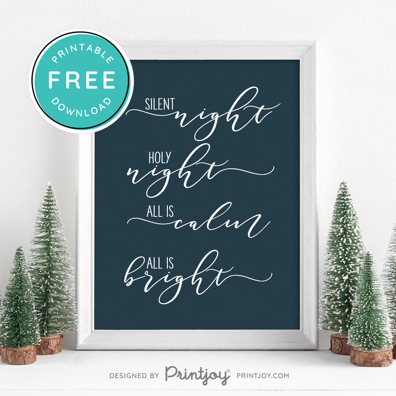 Free Printable Silent Night Holy Night Christmas Wall Art Decor Download - Printjoy