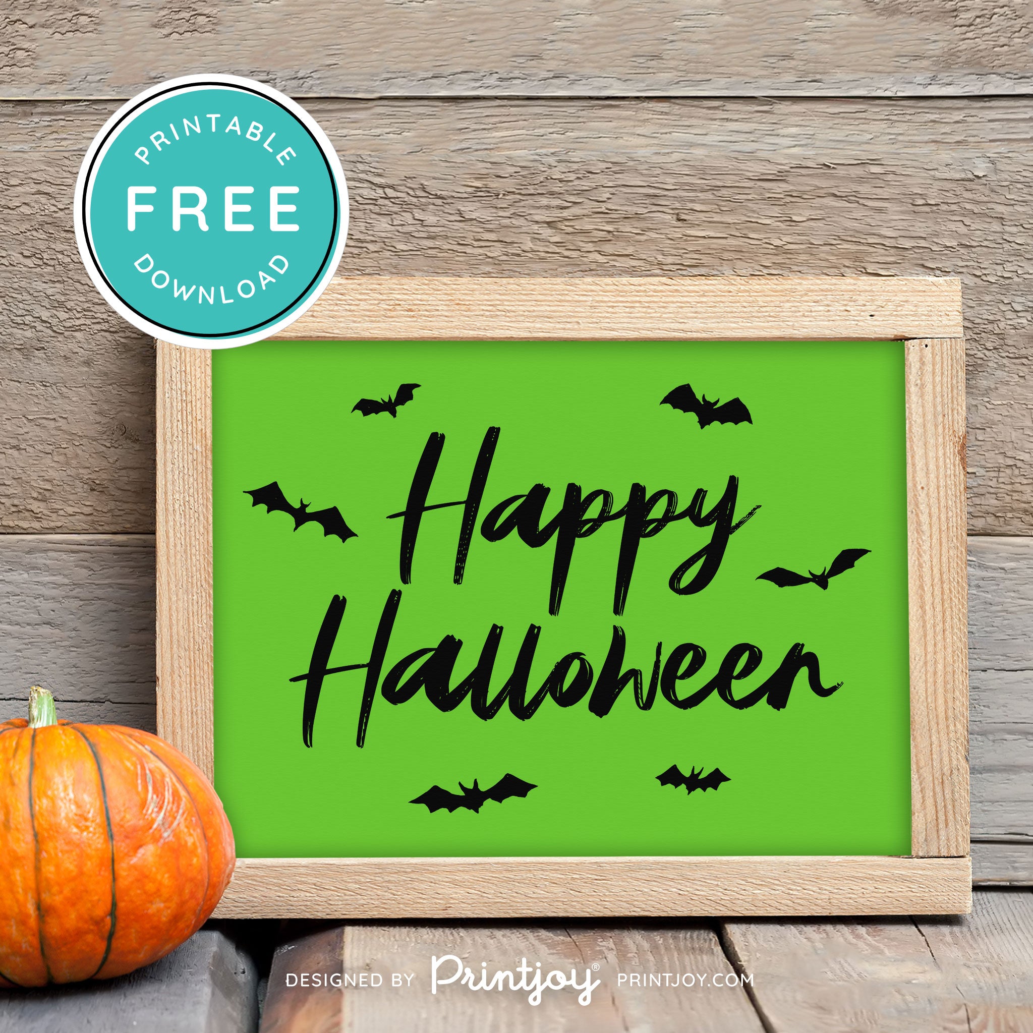 Free Printable Happy Halloween Bats Wall Art Decor Download - Printjoy