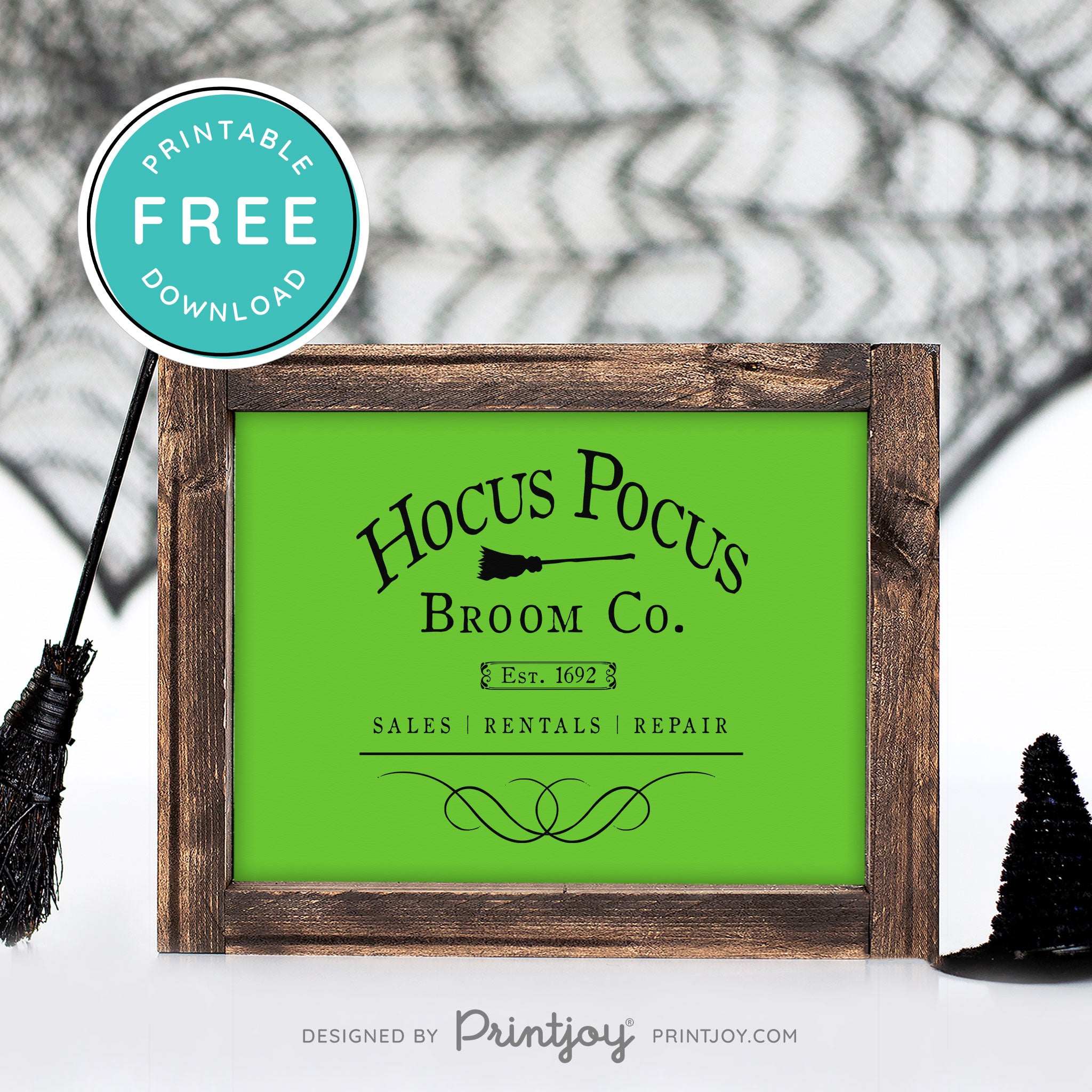 Free Printable Hocus Pocus Broom Co Halloween Wall Art Decor Download - Printjoy