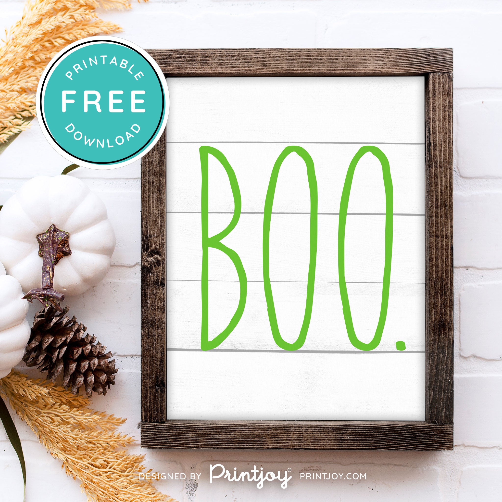 Free Printable Boo Modern Farmhouse Halloween Wall Art Decor Download - Printjoy