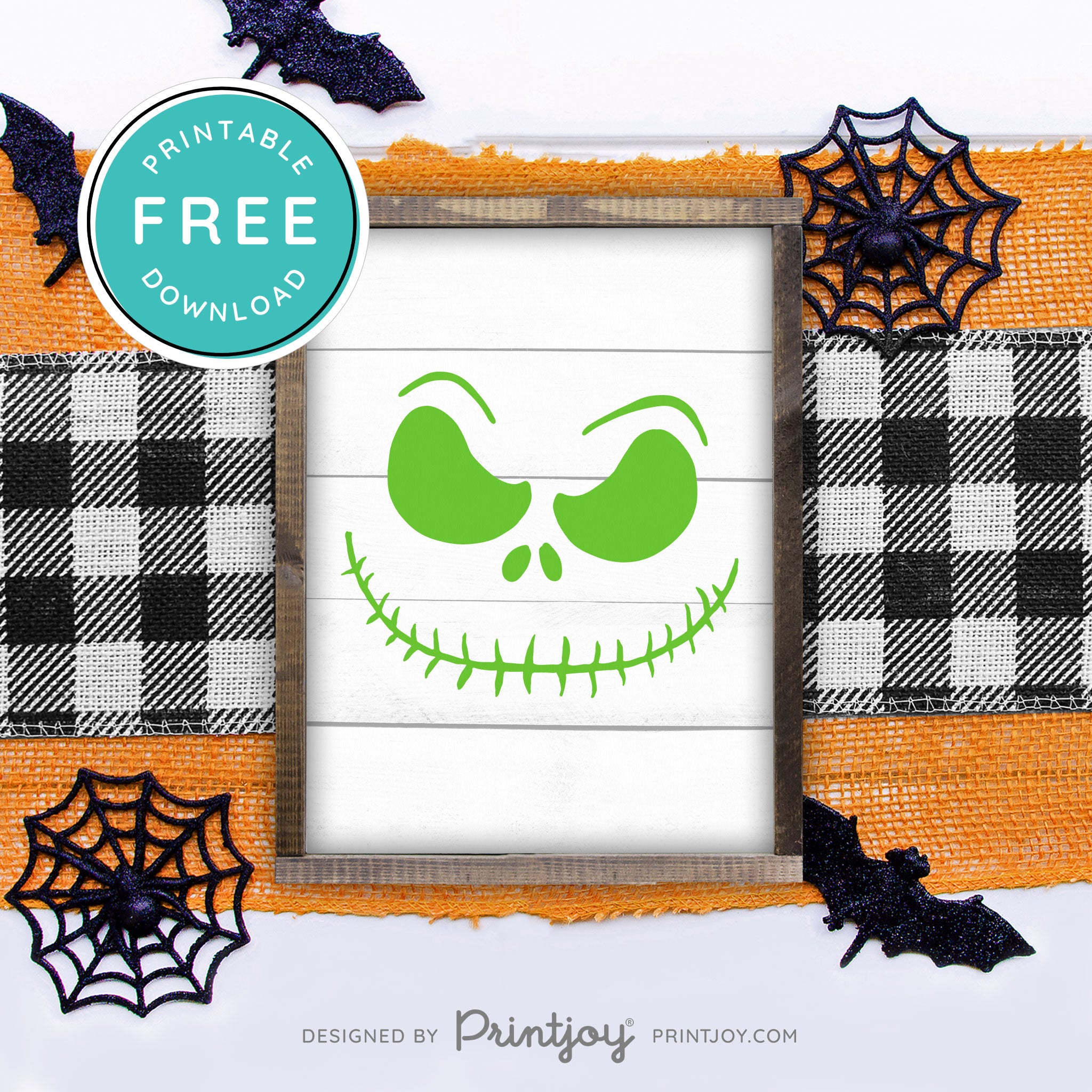 Free Printable Jack Pumpkin King Face Nightmare Halloween Wall Art Decor Download - Printjoy