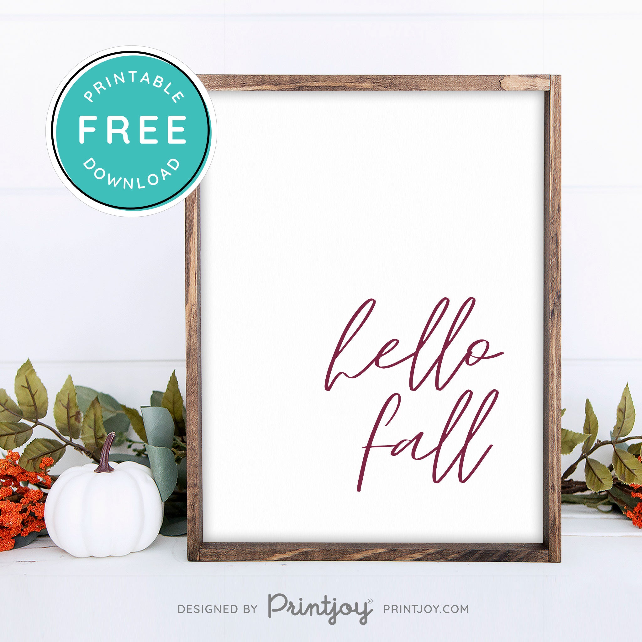 Free Printable Hello Fall Modern Farmhouse Wall Art Decor Download - Printjoy