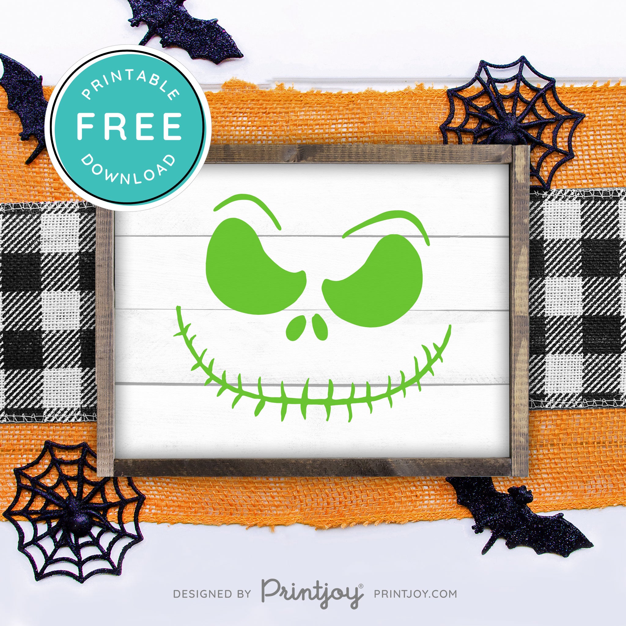 Free Printable Jack Pumpkin King Face Nightmare Halloween Wall Art Decor Download - Printjoy