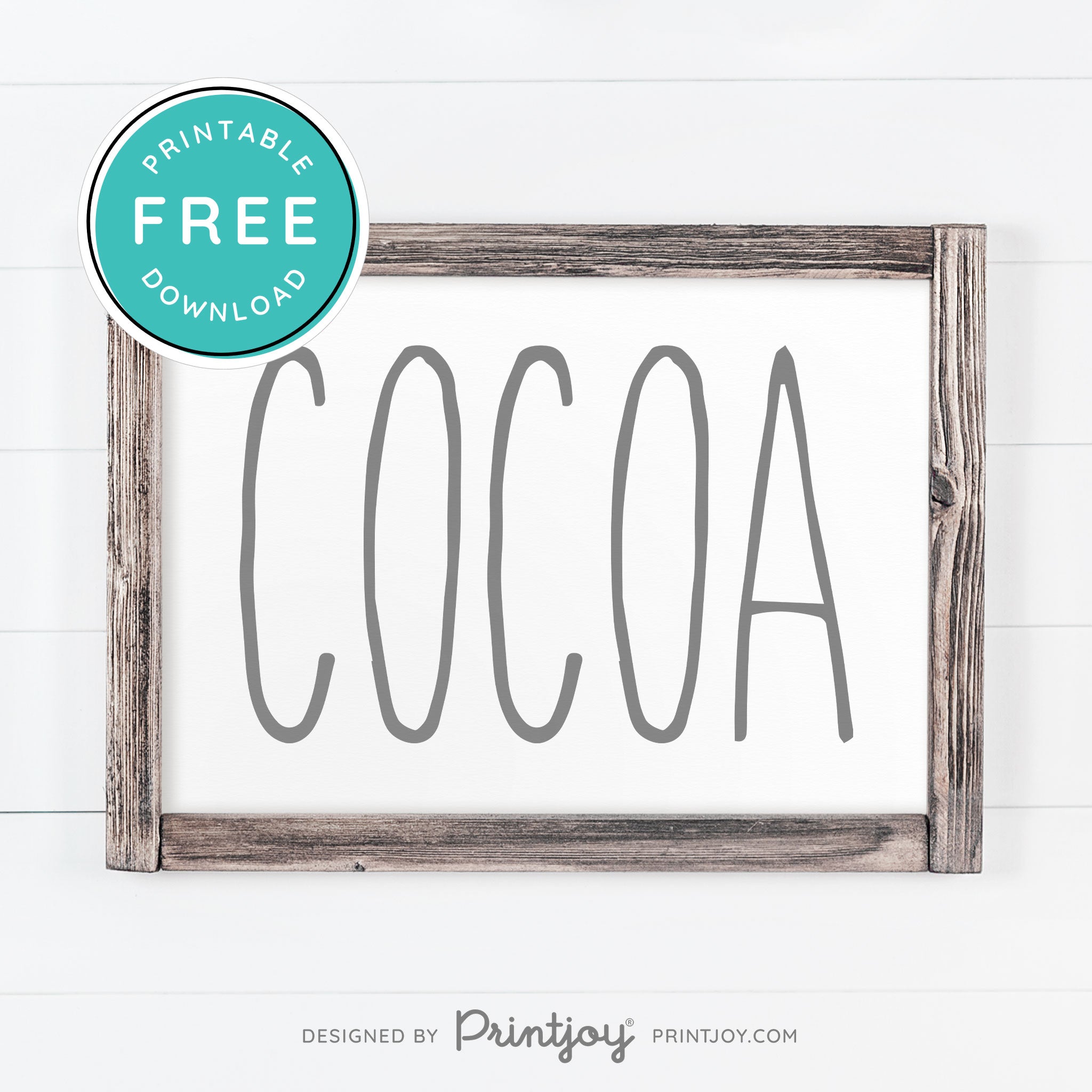 Free Printable Cocoa Farmhouse Christmas Winter Wall Art Decor Download - Printjoy