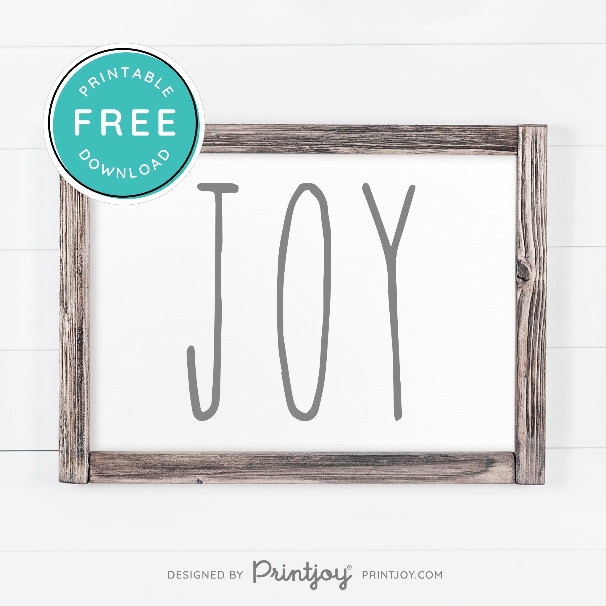 Free Printable Joy Farmhouse Sign Winter Wall Art Decor Download - Printjoy