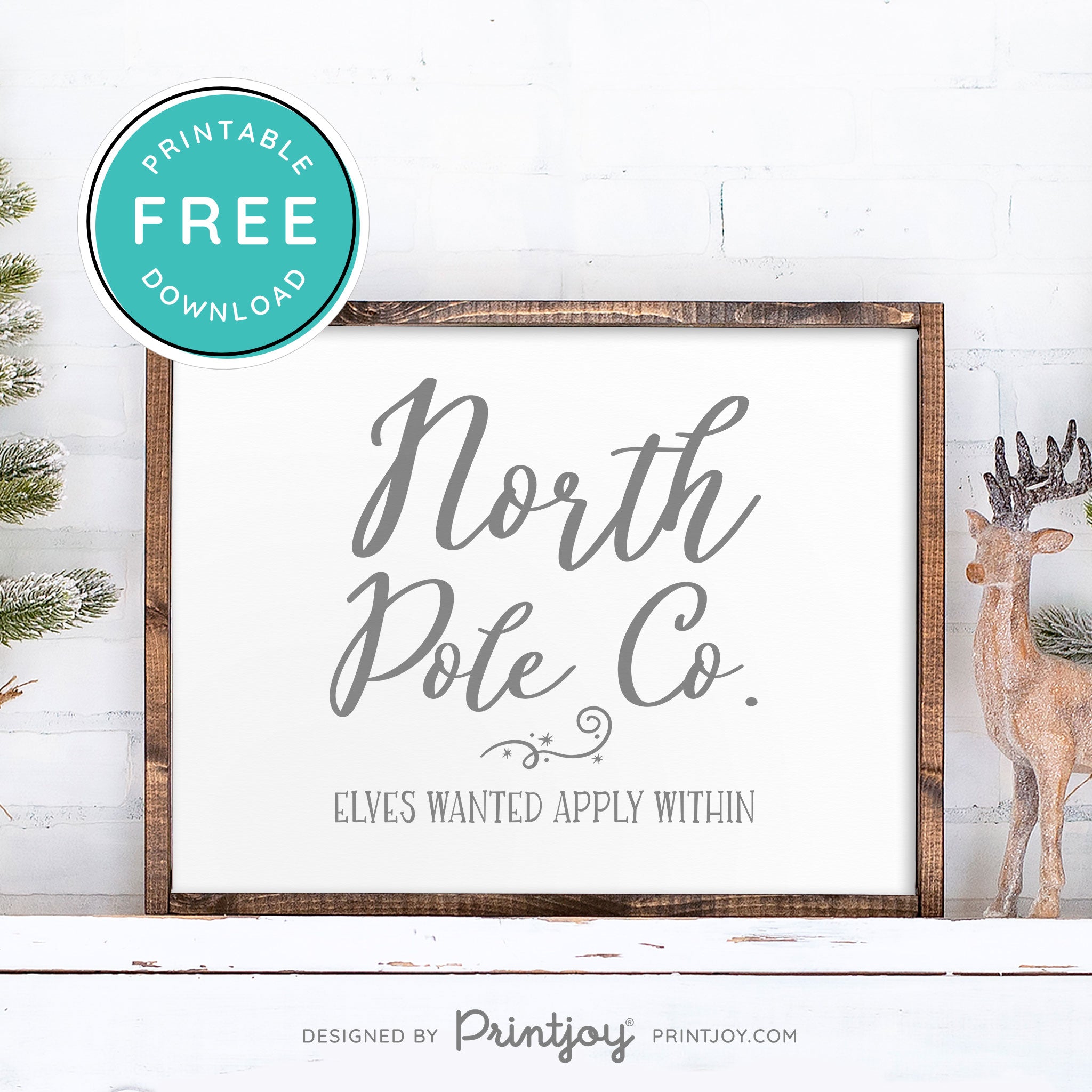 Free Printable North Pole Co Elves Wanted Christmas Wall Art Decor Download - Printjoy