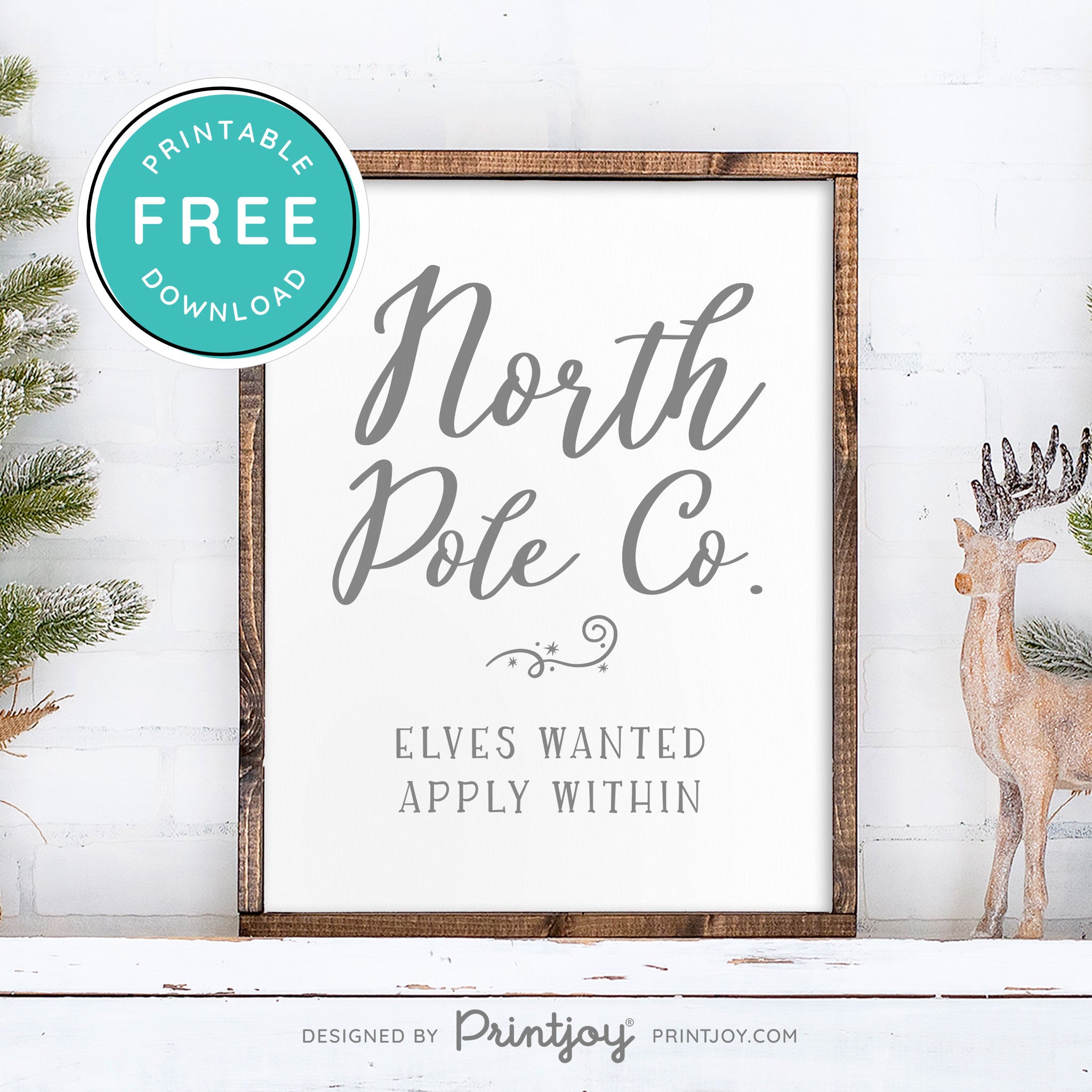 Free Printable North Pole Co Elves Wanted Christmas Wall Art Decor Download - Printjoy