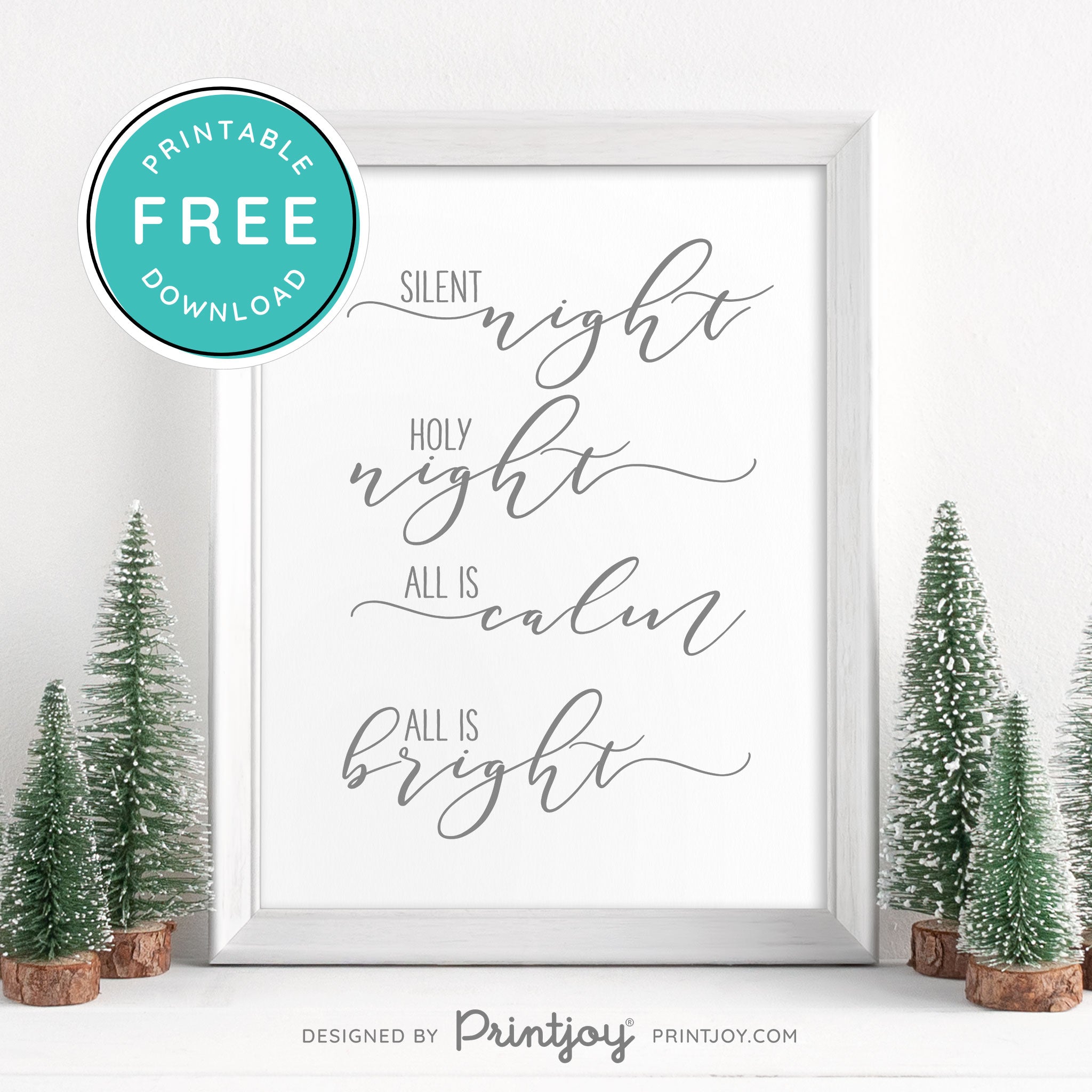 Free Printable Silent Night Holy Night Christmas Wall Art Decor Download - Printjoy