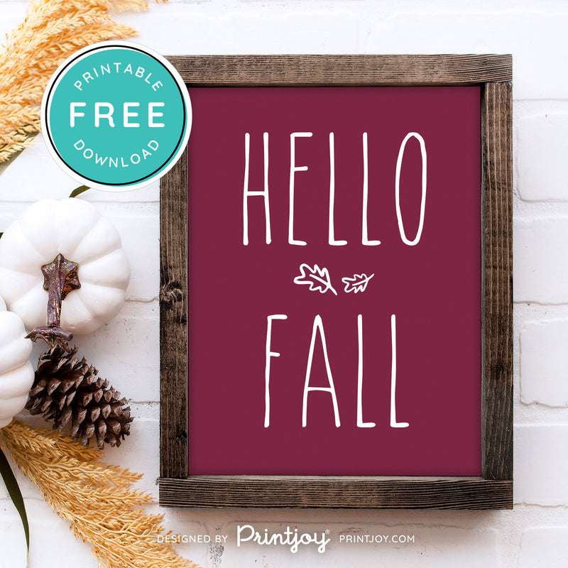 Free Printable Hello Fall Modern Farmhouse Autumn Wall Art Decor Download - Printjoy