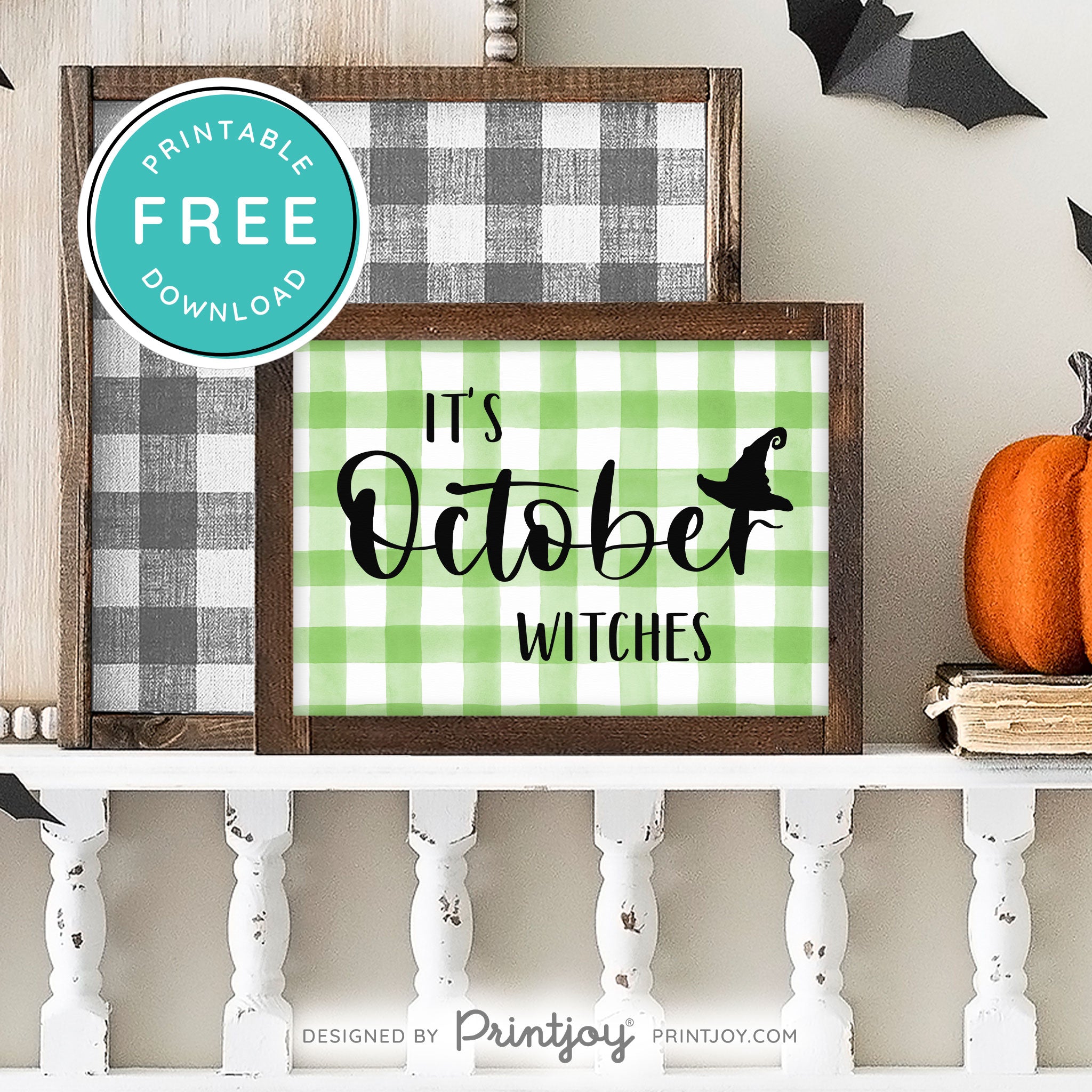 Free Printable It's October Witches Halloween Wall Art Decor Download - Printjoy