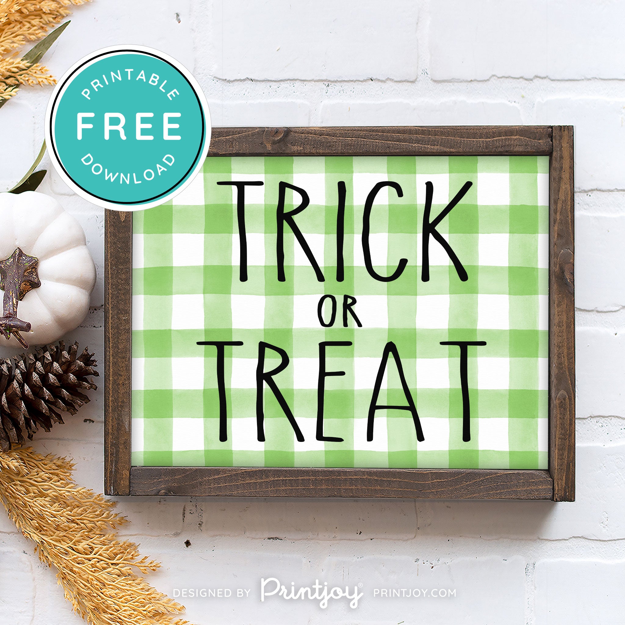 Free Printable Trick Or Treat Modern Farmhouse Halloween Wall Art Decor Download - Printjoy