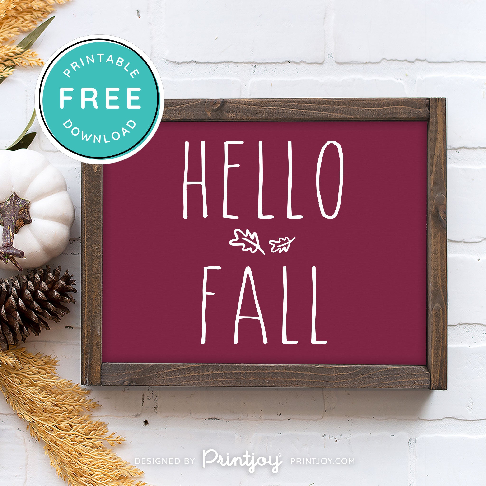 Free Printable Hello Fall Modern Farmhouse Autumn Wall Art Decor Download - Printjoy