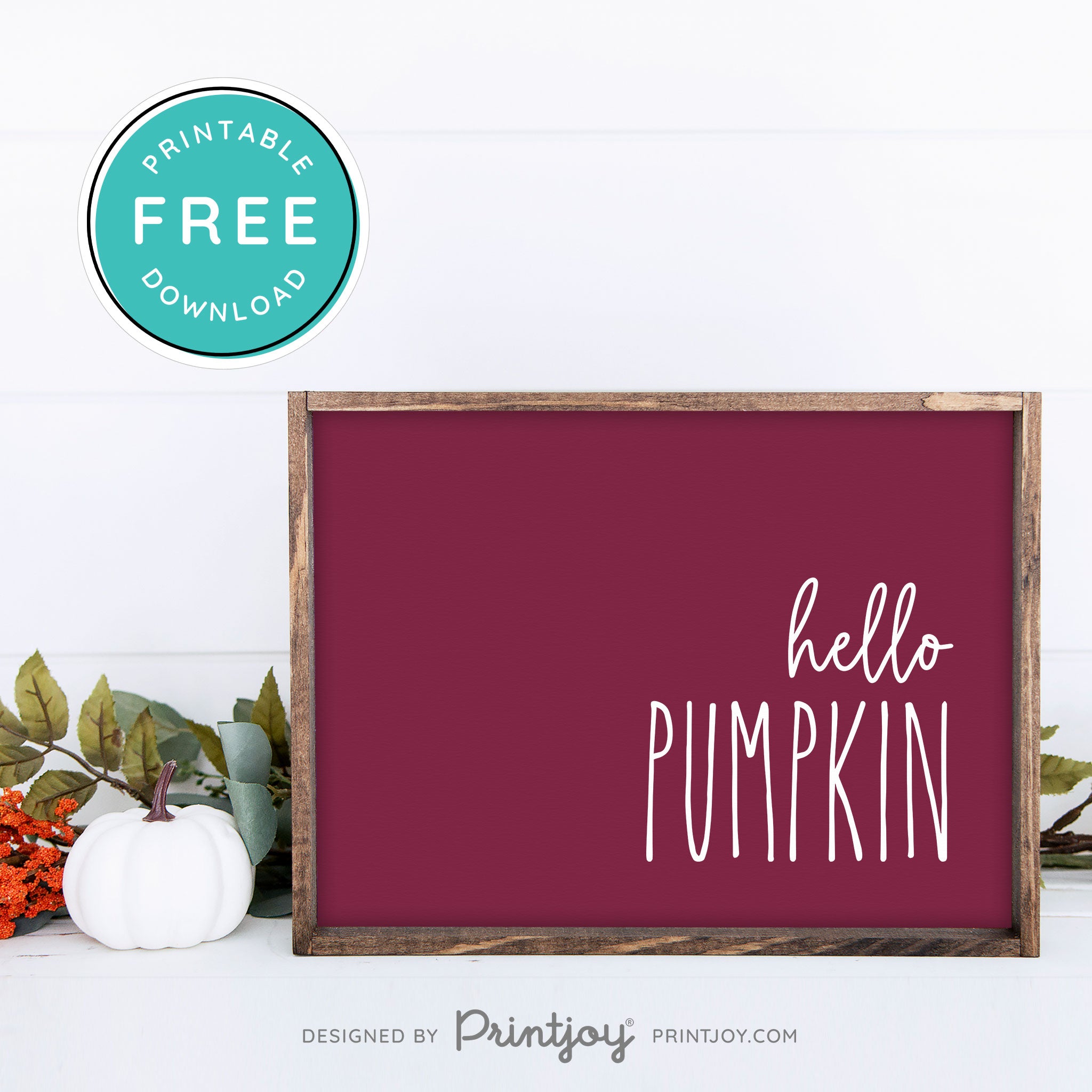 Free Printable Hello Pumpkin Modern Farmhouse Fall Wall Art Decor Download - Printjoy