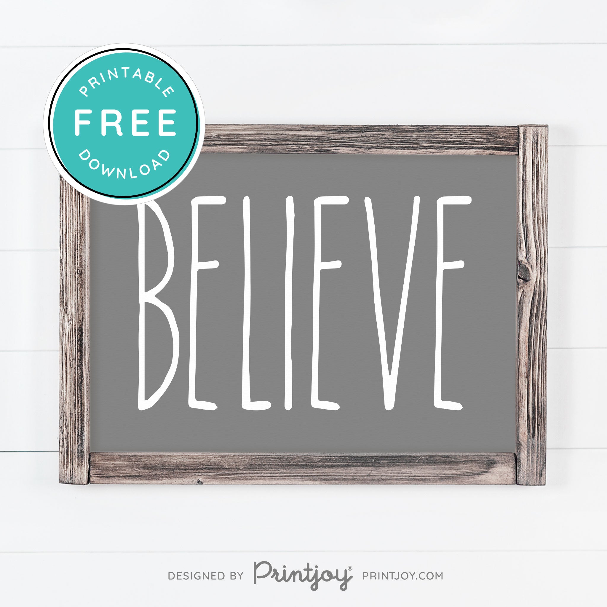 Free Printable Believe Farmhouse Christmas Winter Wall Art Decor Download - Printjoy